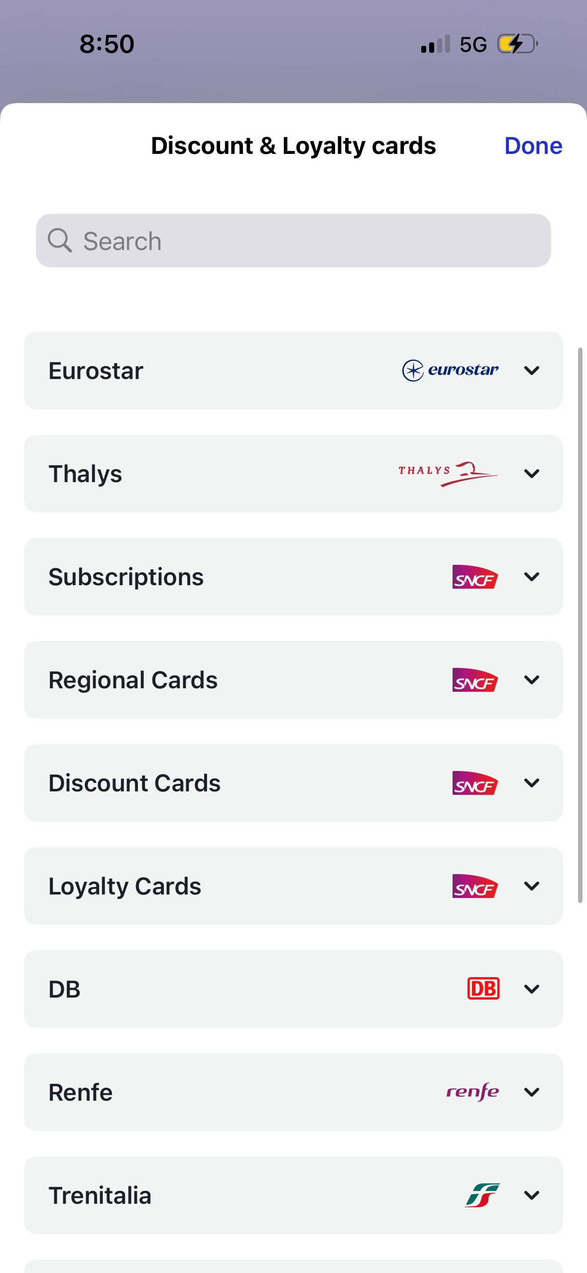 list (Trainline)