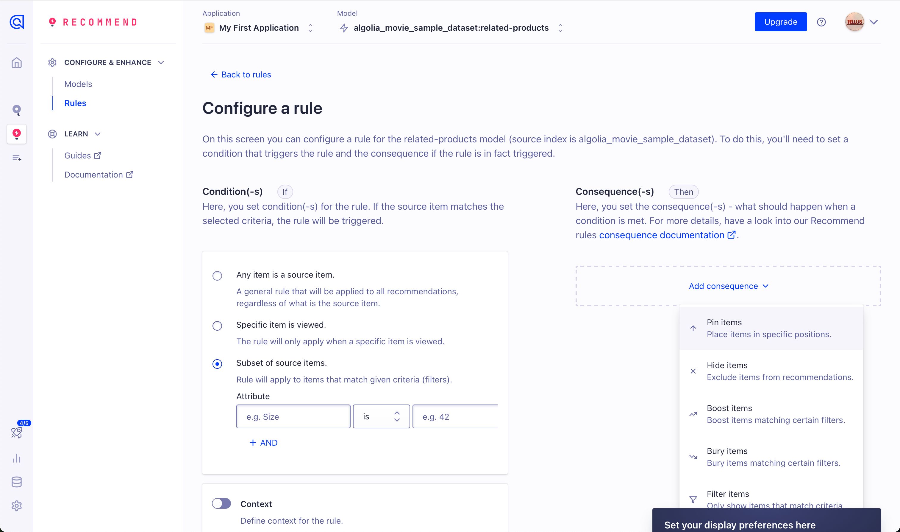 configuration (Algolia)
