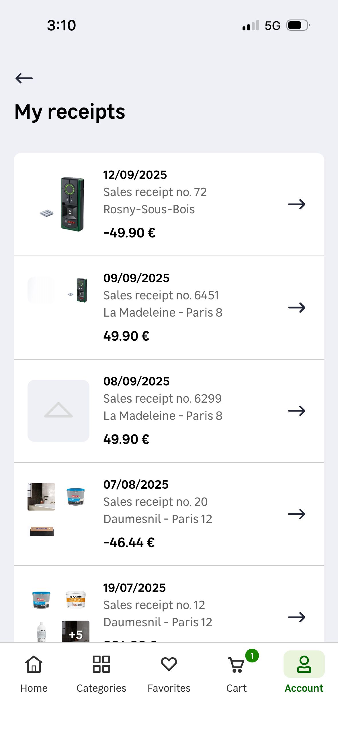 Receipts (Leroy Merlin)