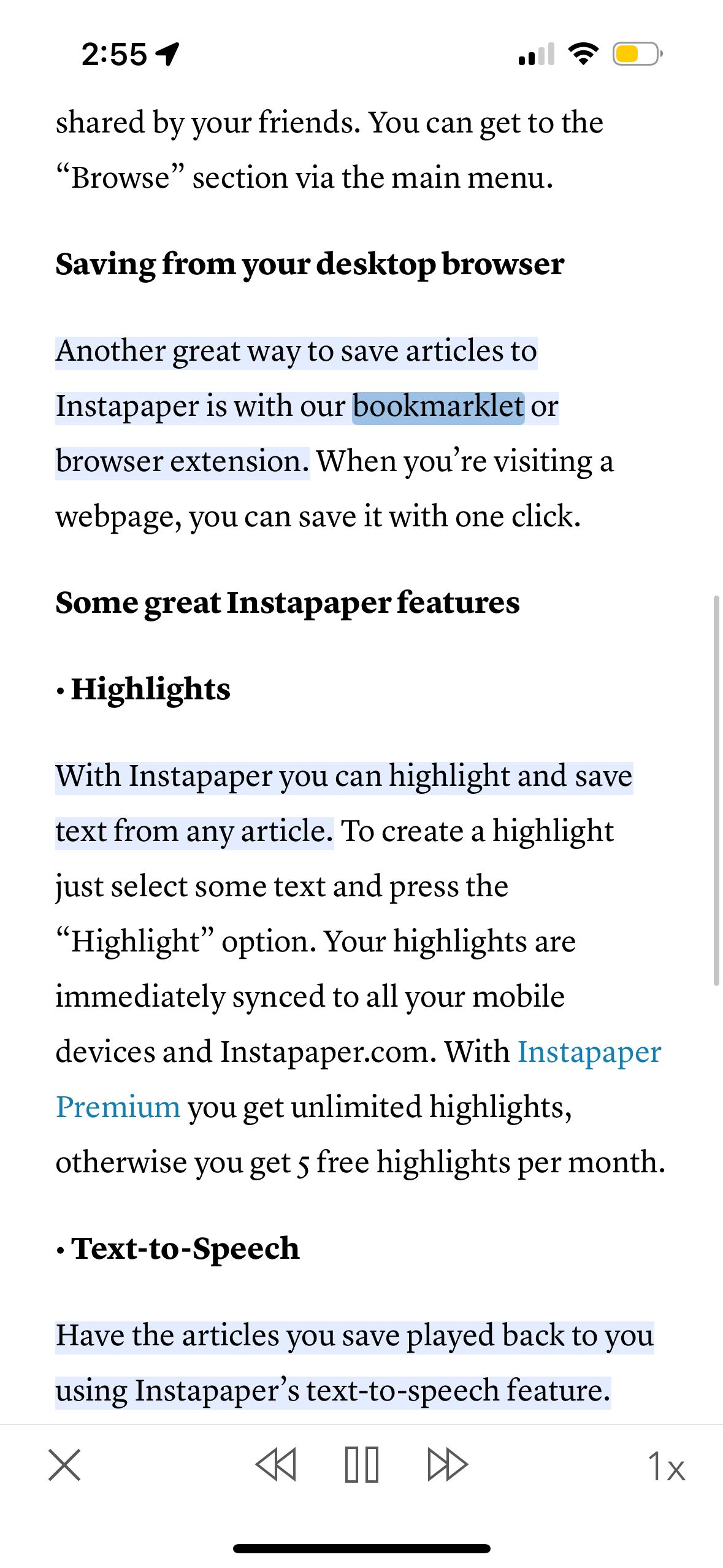 settings (Instapaper)