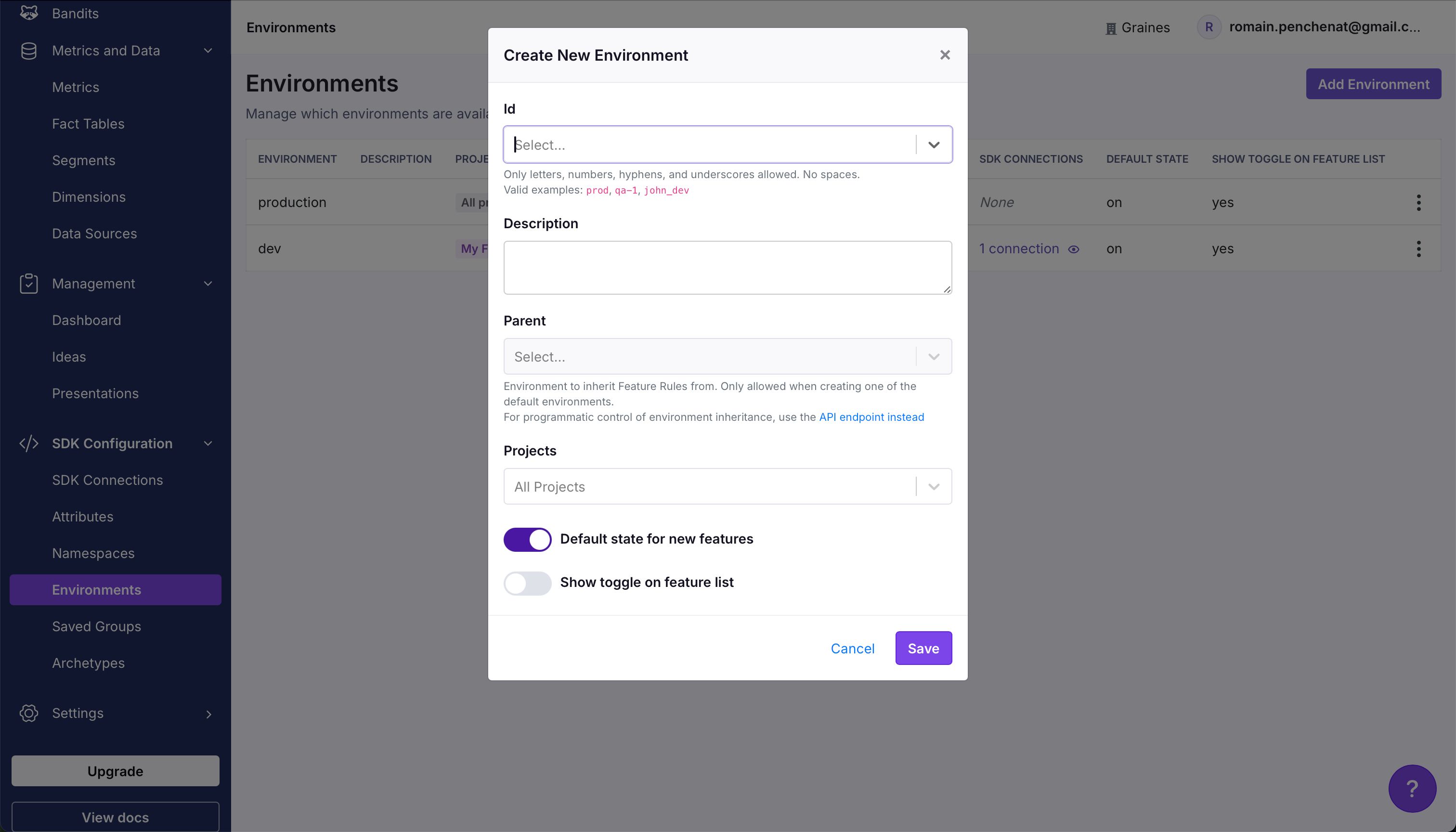 modal (Growthbook)
