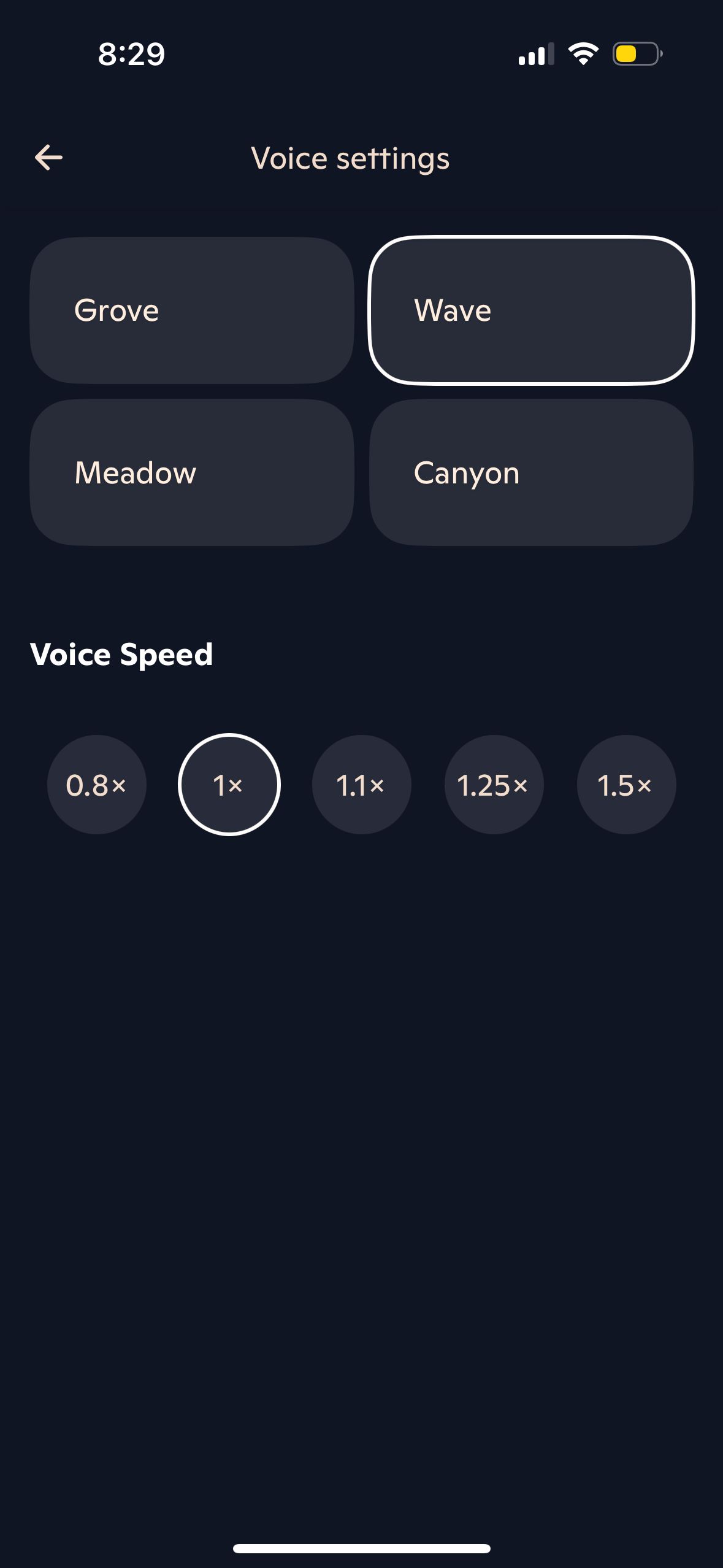 settings (Voice Settings)