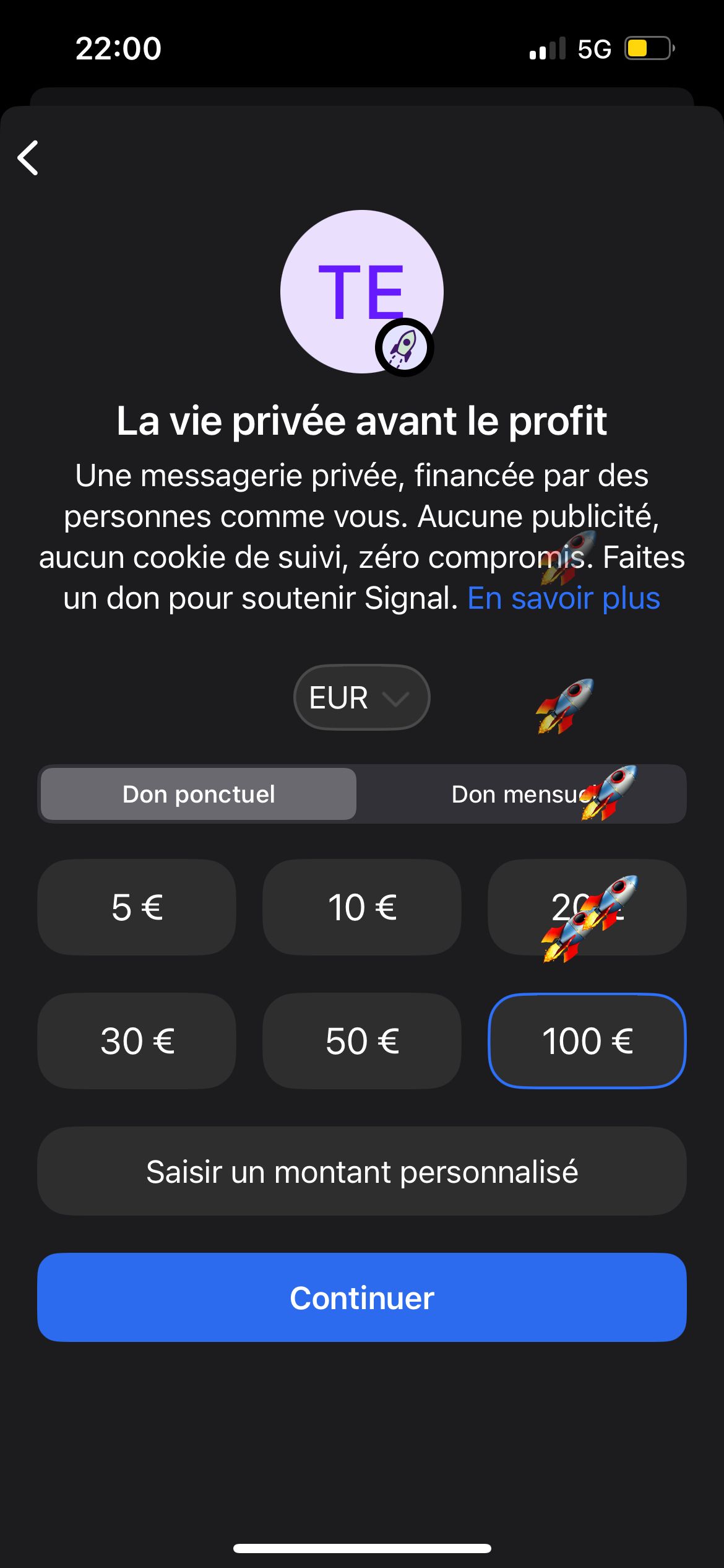 Donation/Payment (Signal)