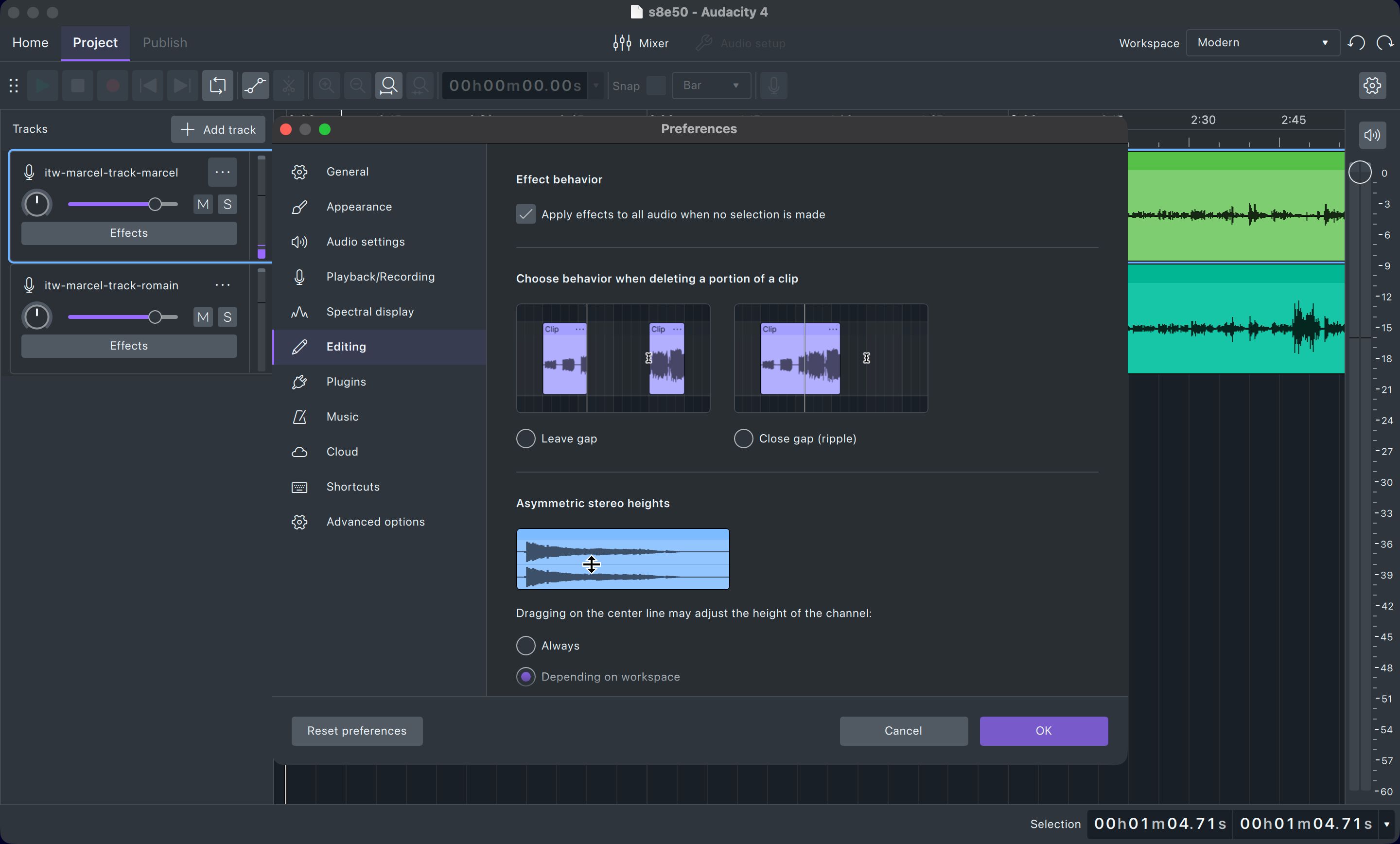 settings (Audacity 4)