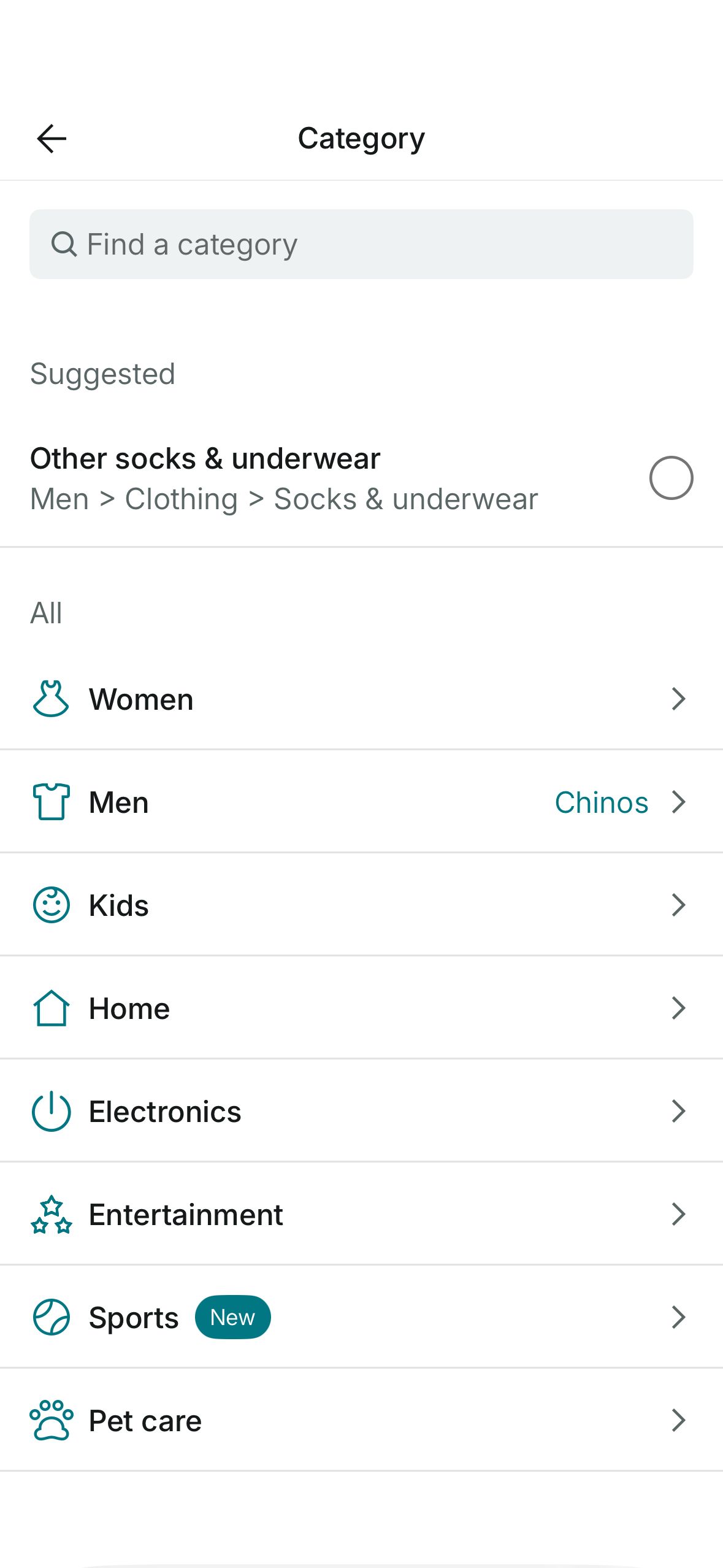 Category Selection