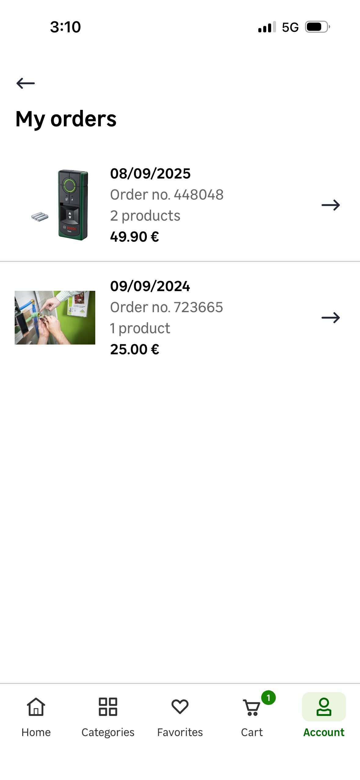 Order History (Leroy Merlin)