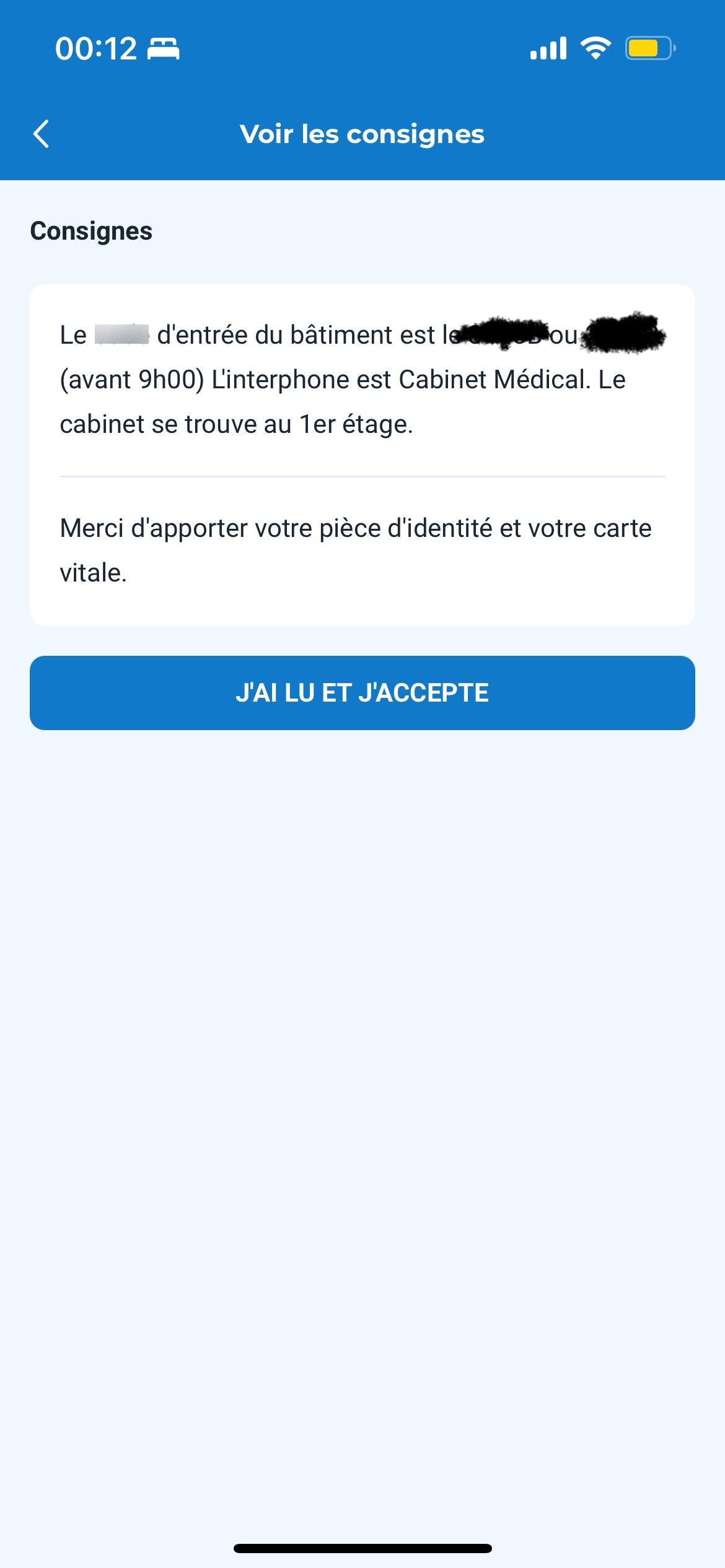 Information Screen (Doctolib)