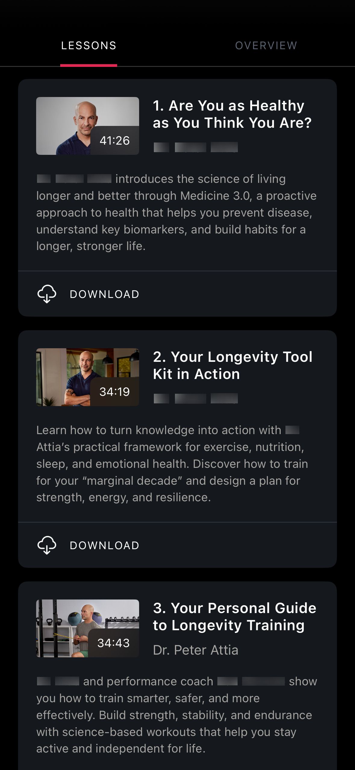 lesson list (Masterclass)