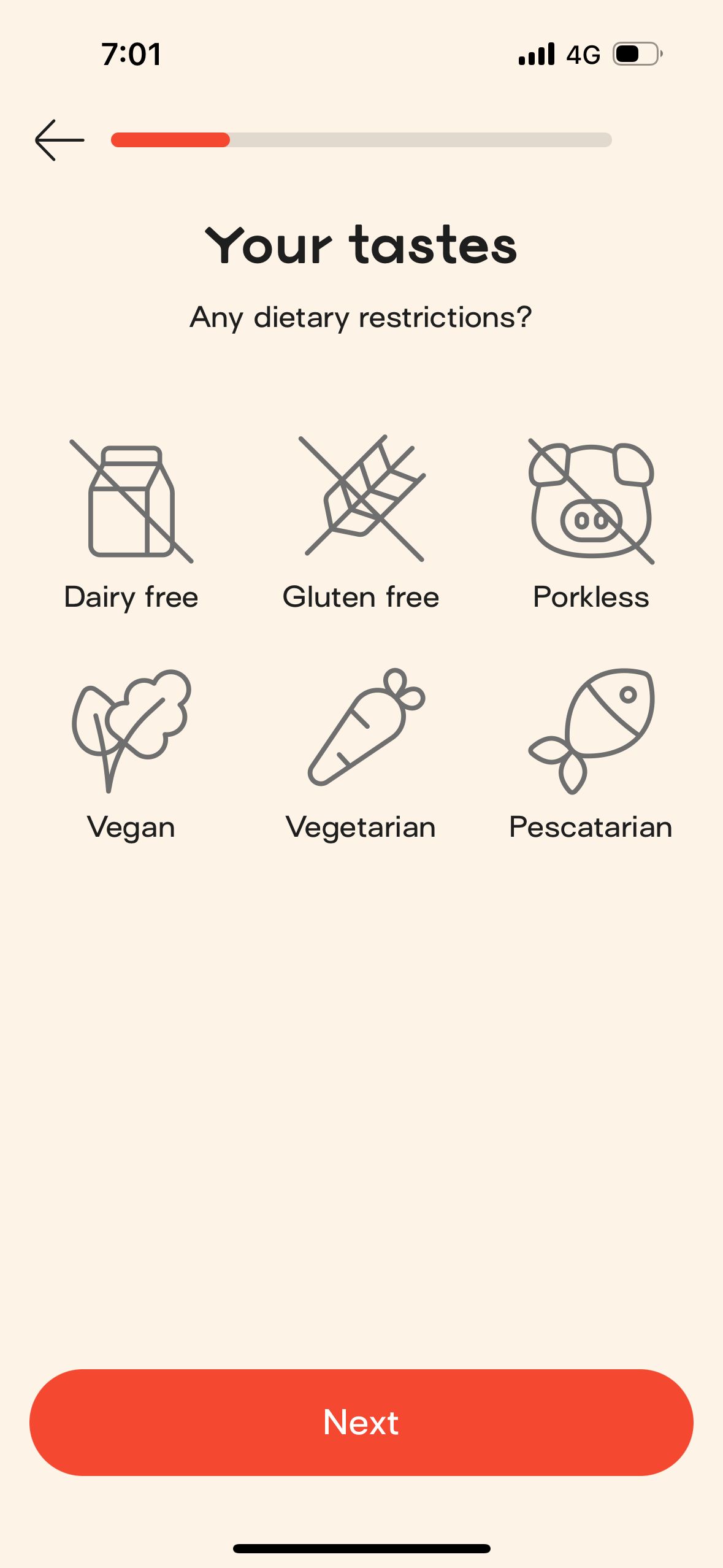 settings (Dietary Preferences)