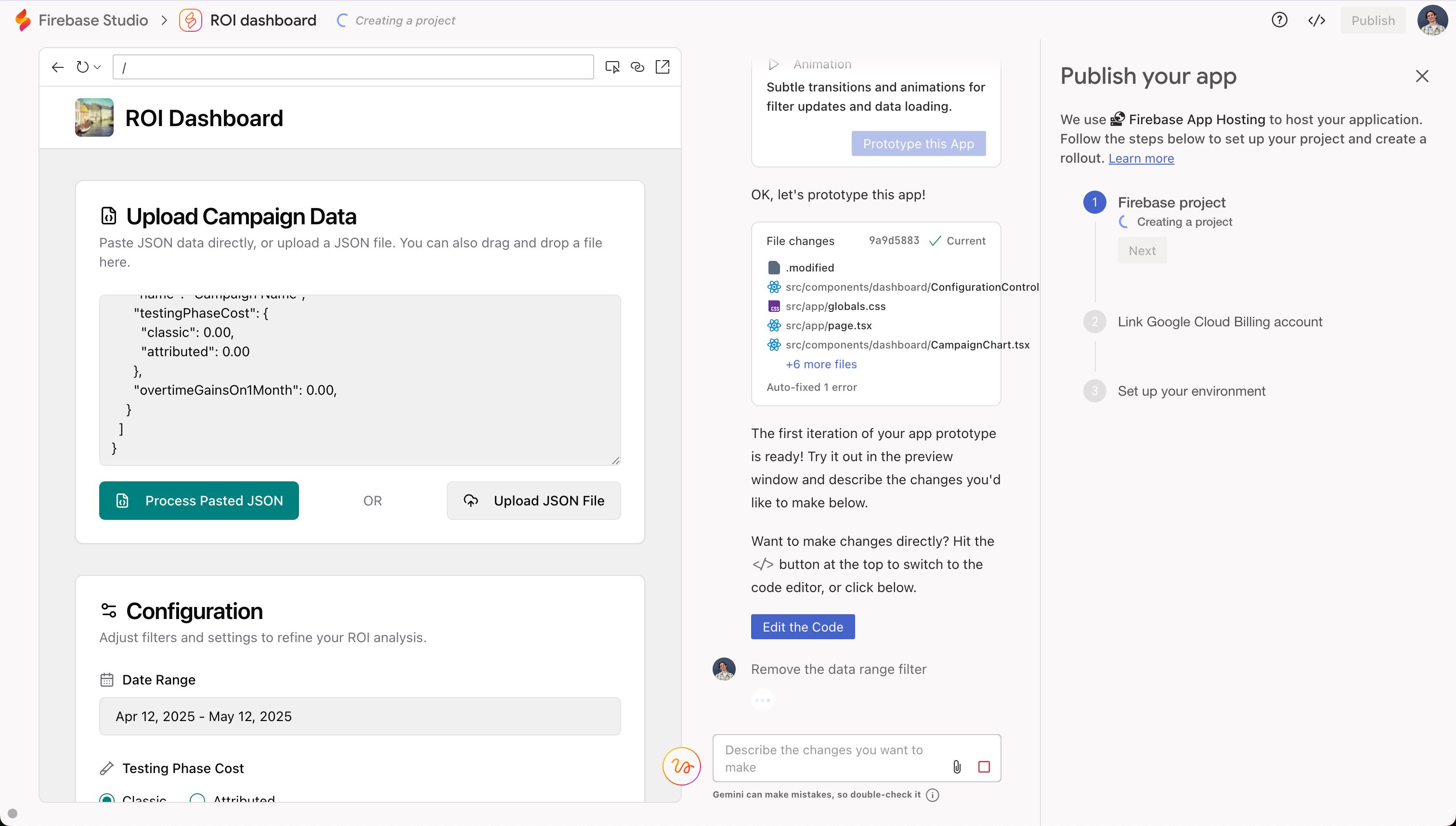 Dashboard (Firebase Studio)