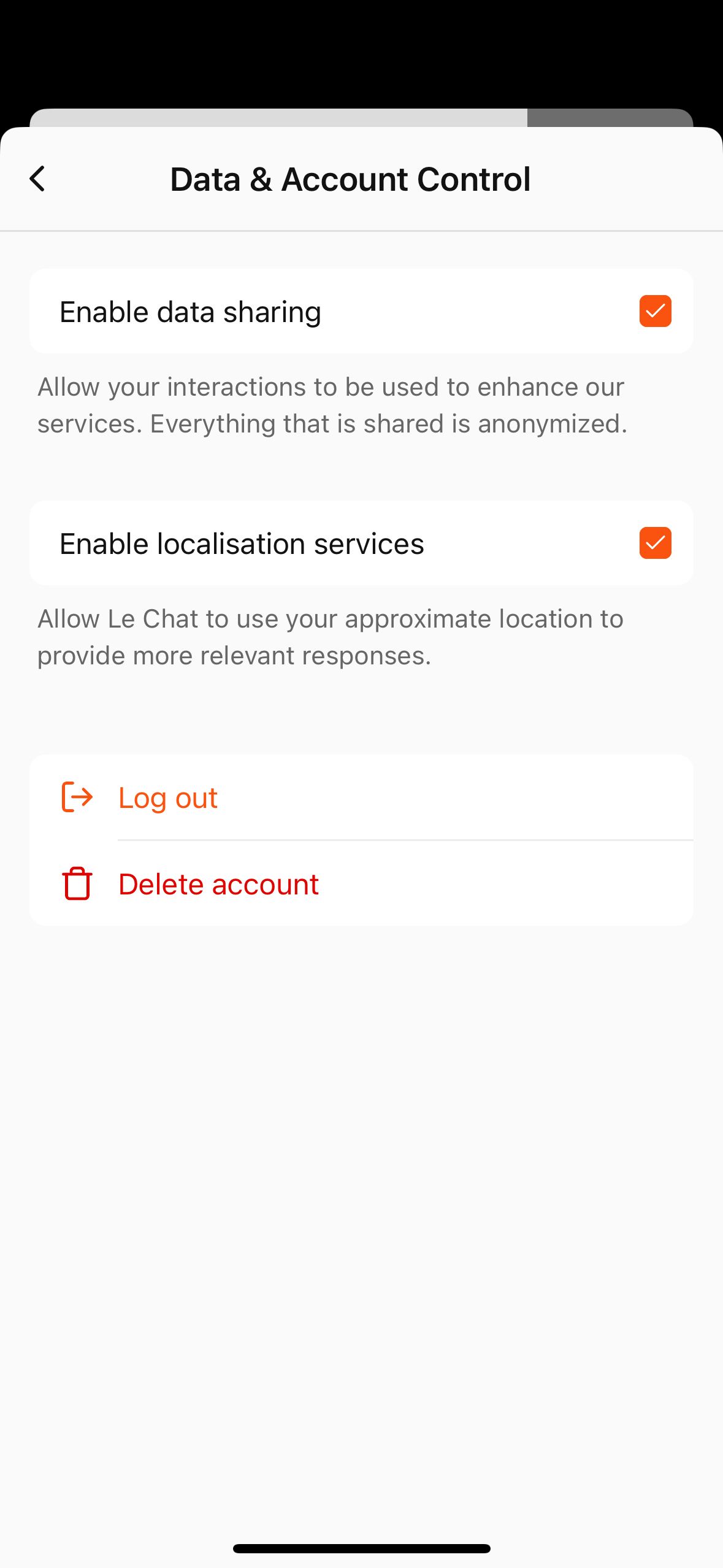 settings (Le Chat)