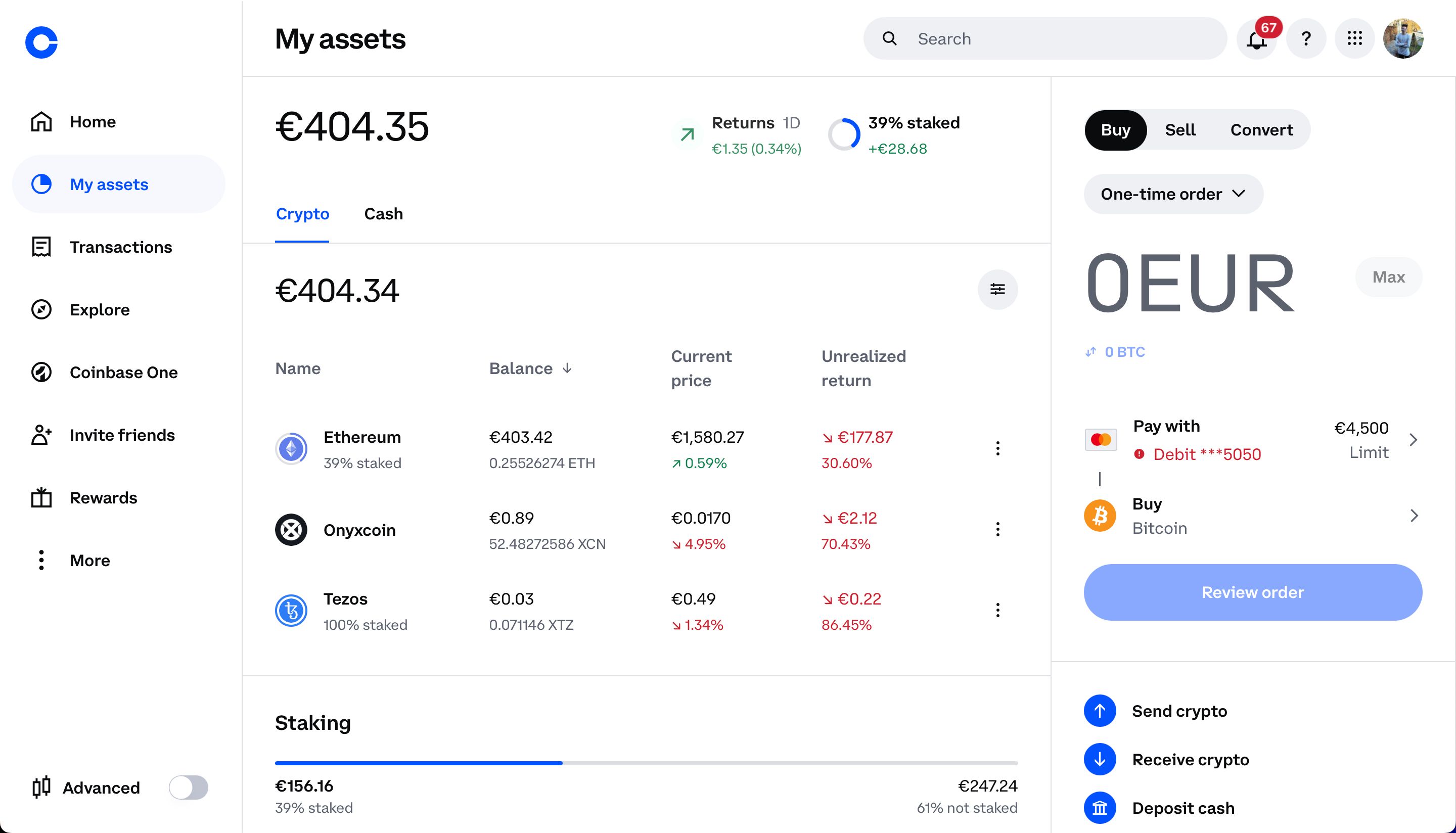 dashboard (Coinbase)