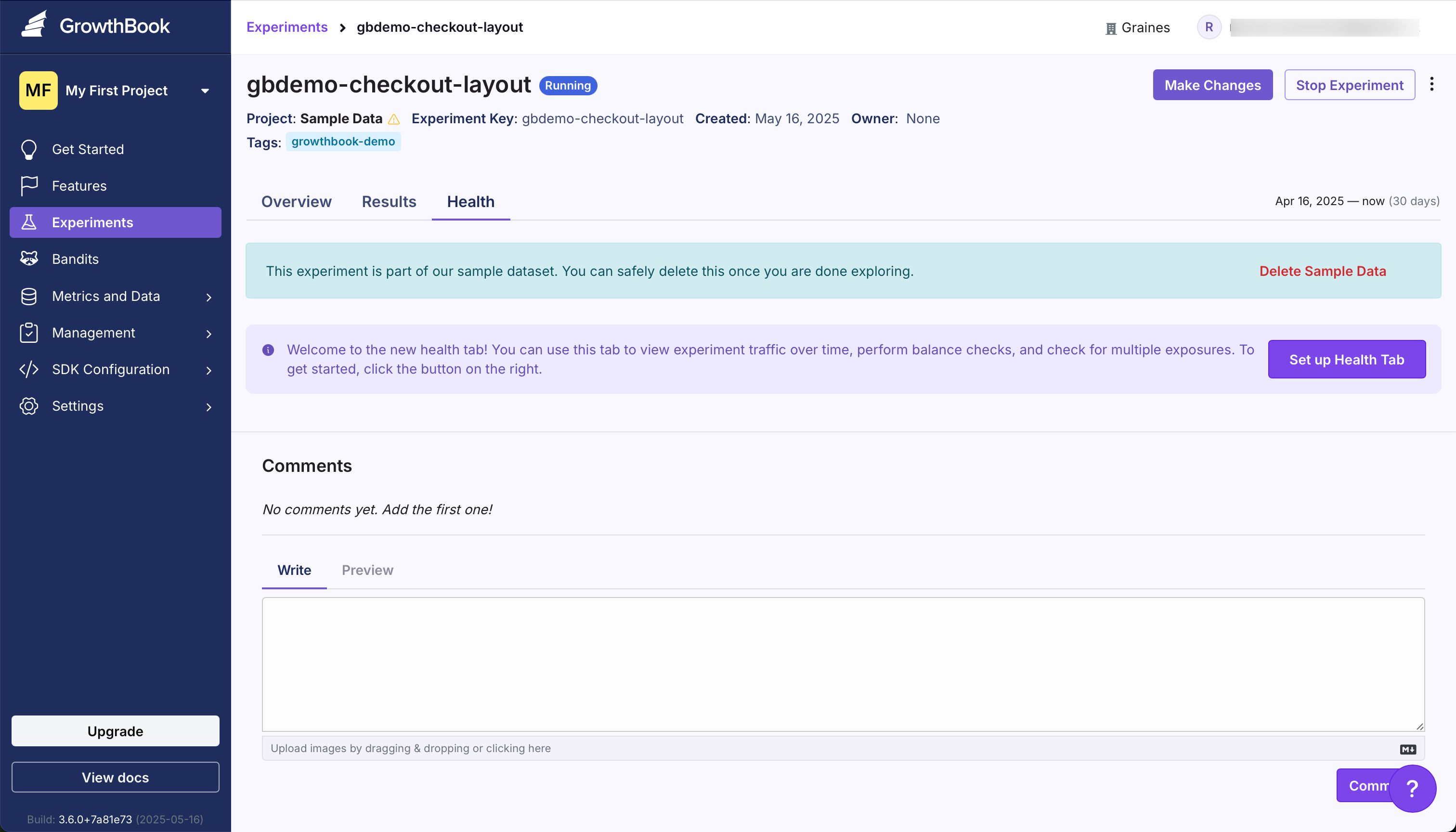Dashboard (Growthbook)