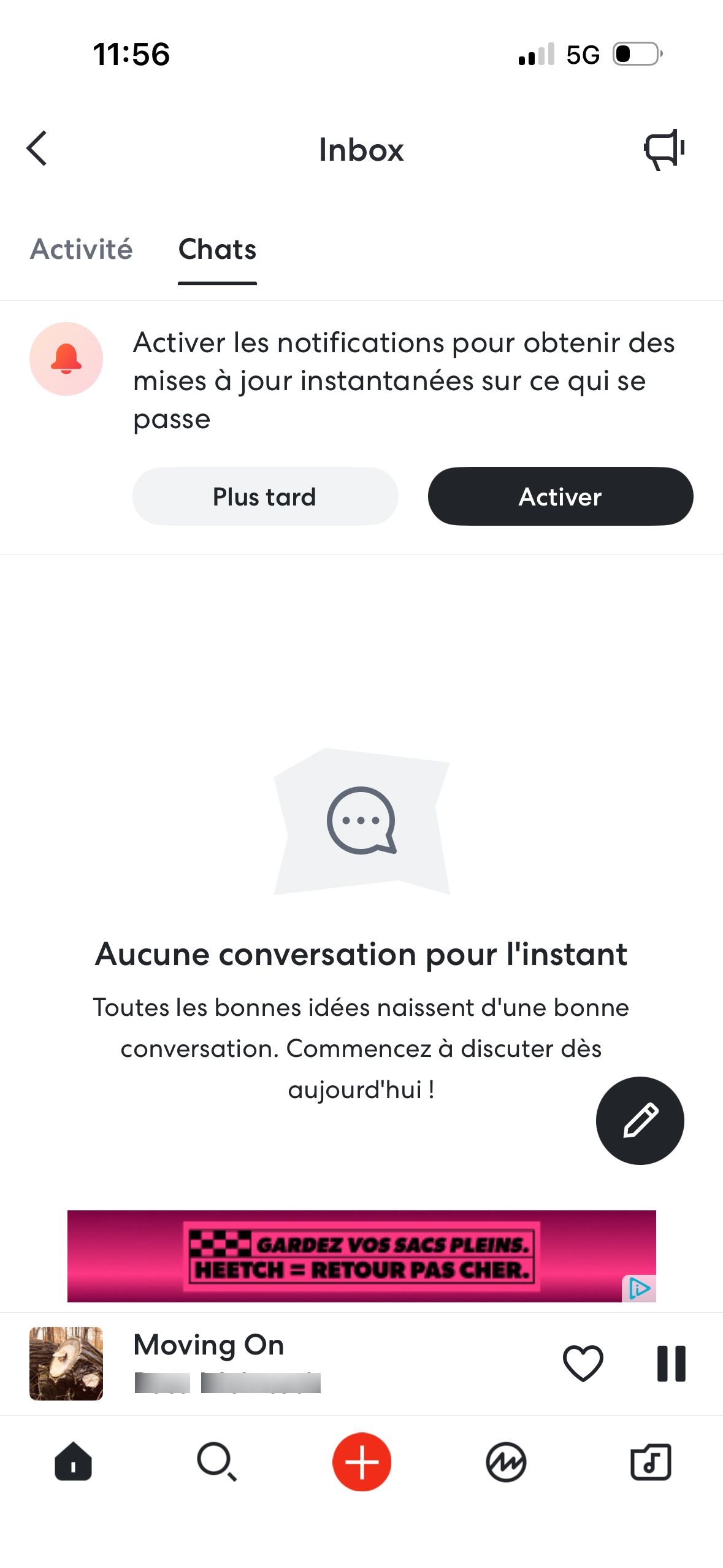 Inbox screen (BandLab)