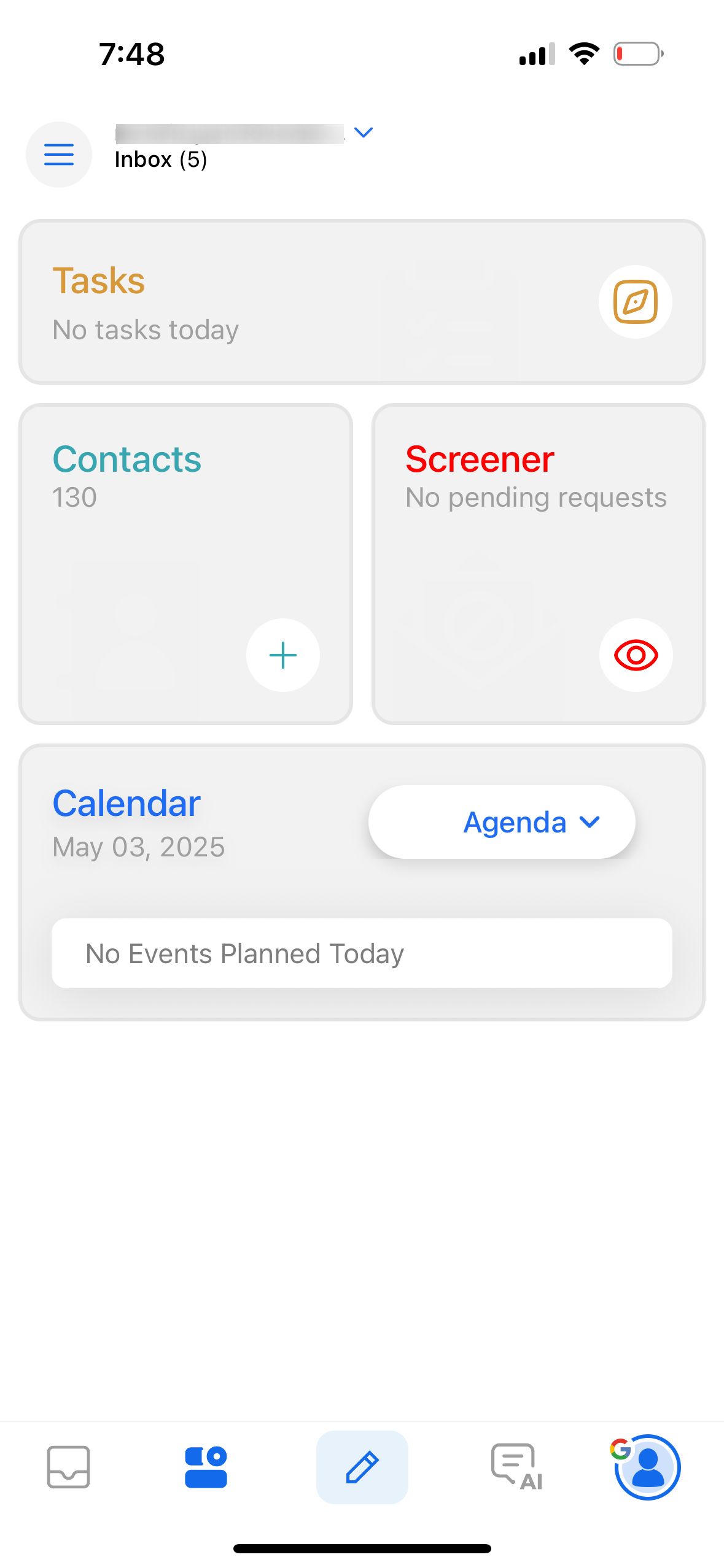 Dashboard (BlueMail)