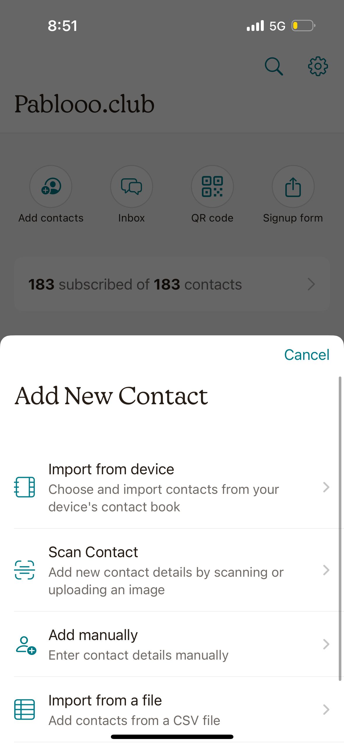modal (Mailchimp)