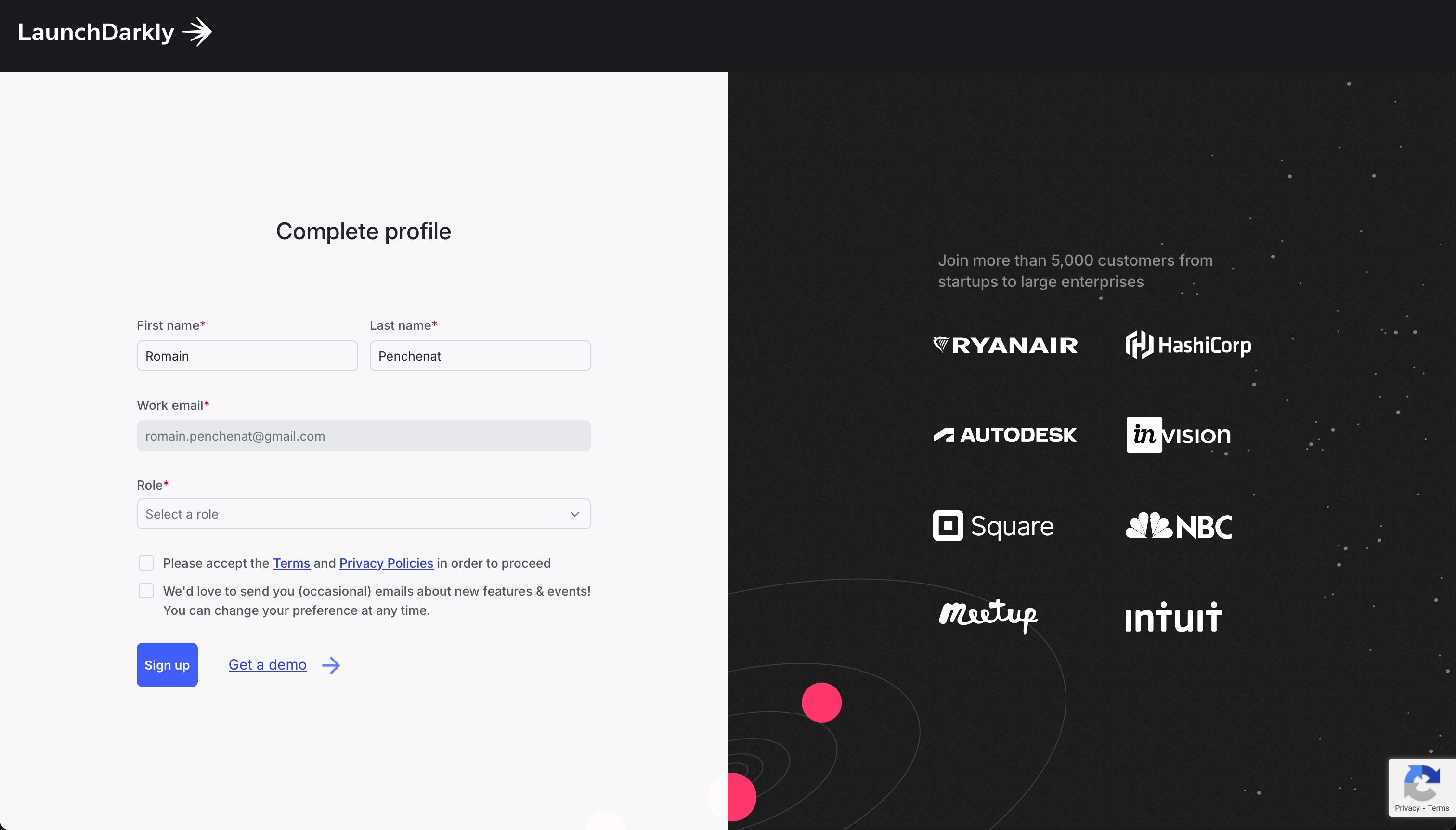 form (LaunchDarkly)