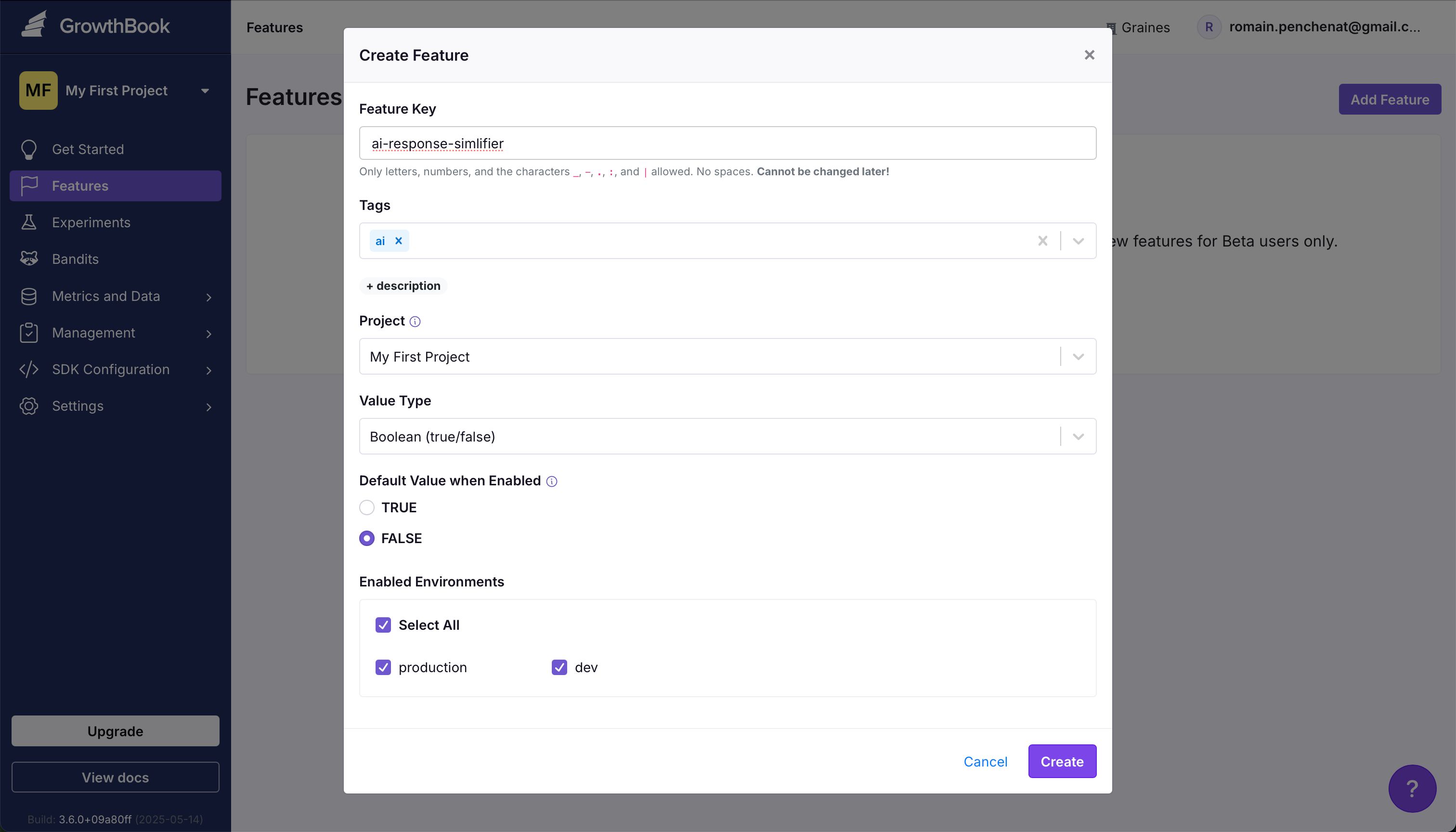 Modal (Growthbook)
