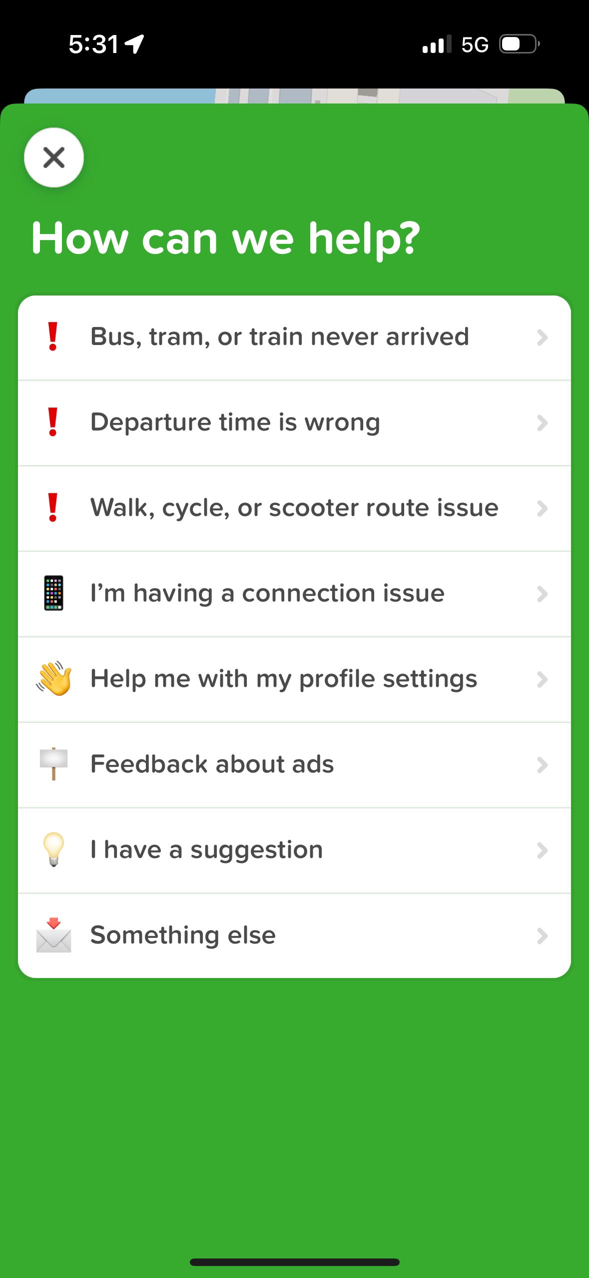 Help/Support (Citymapper)