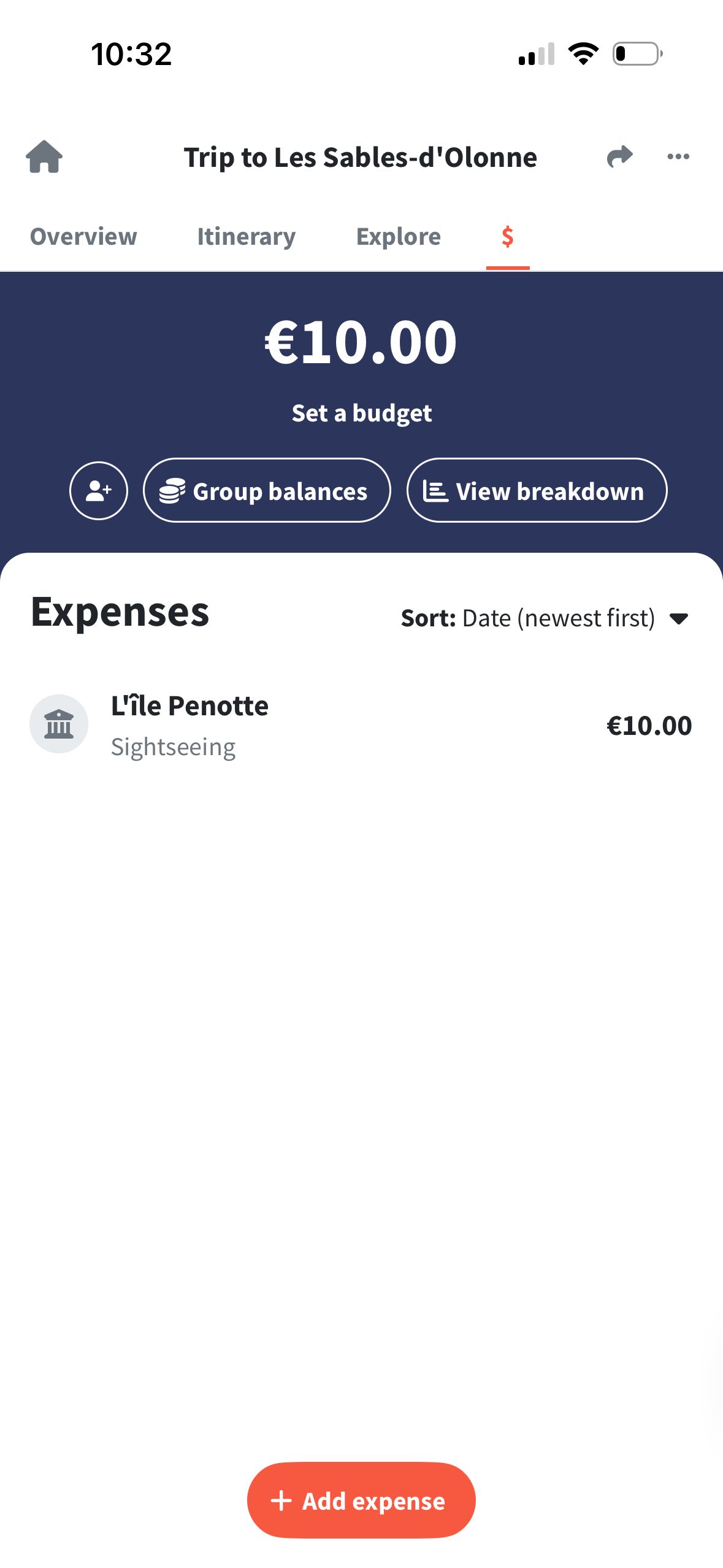 Expense Tracker (Wanderlog)
