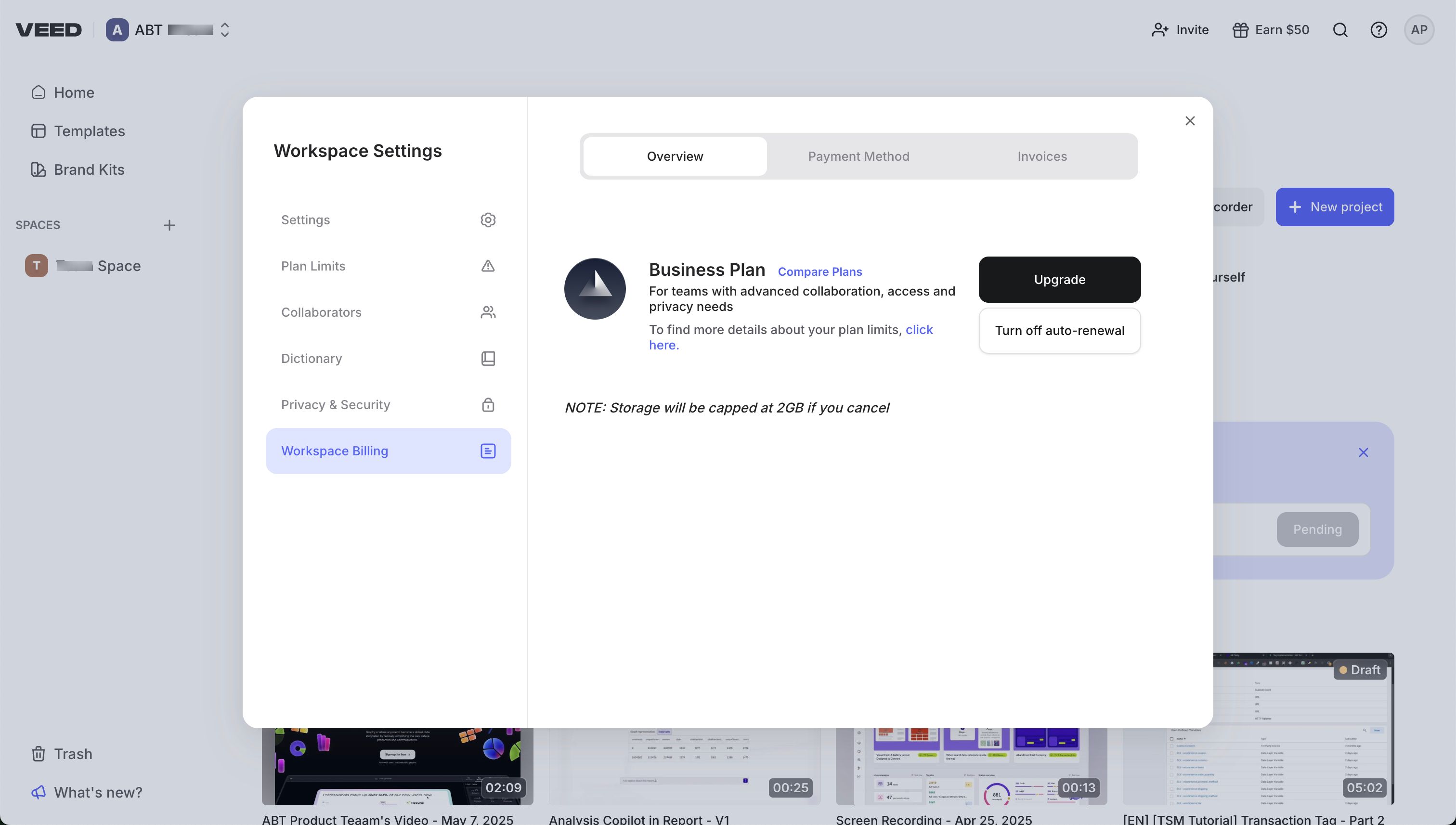 settings (Veed)