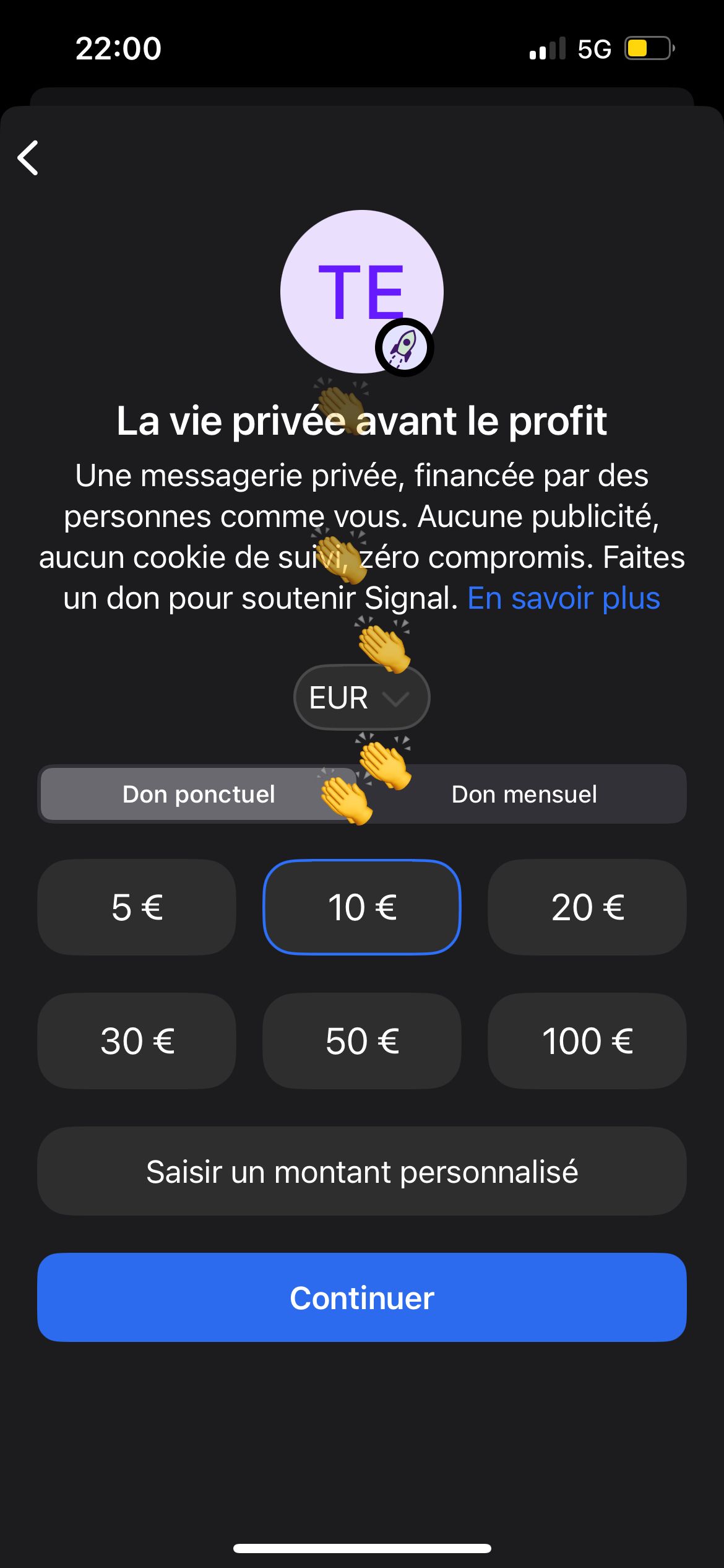 Donation/Payment (Signal)