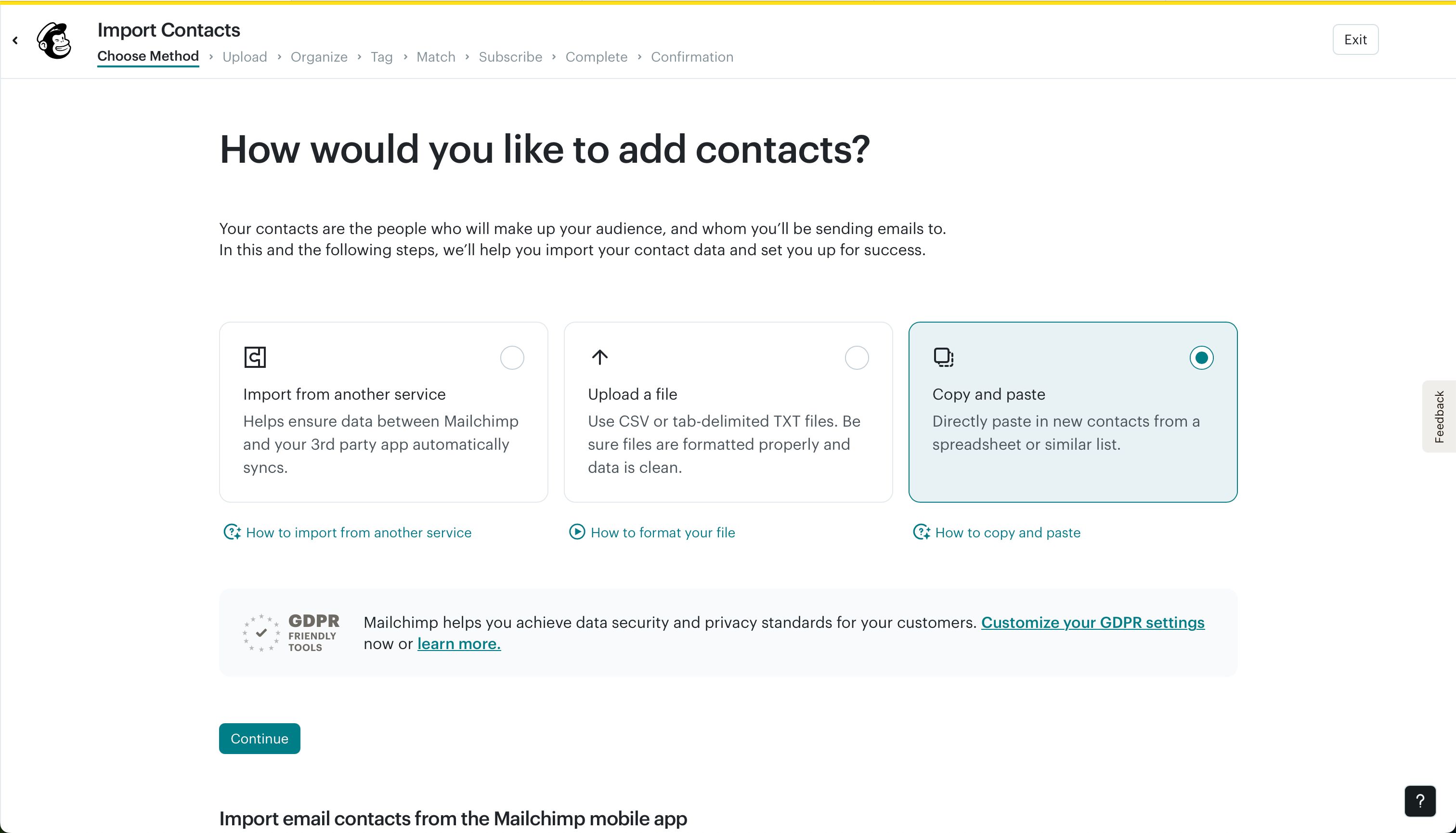 Import Options (Mailchimp)