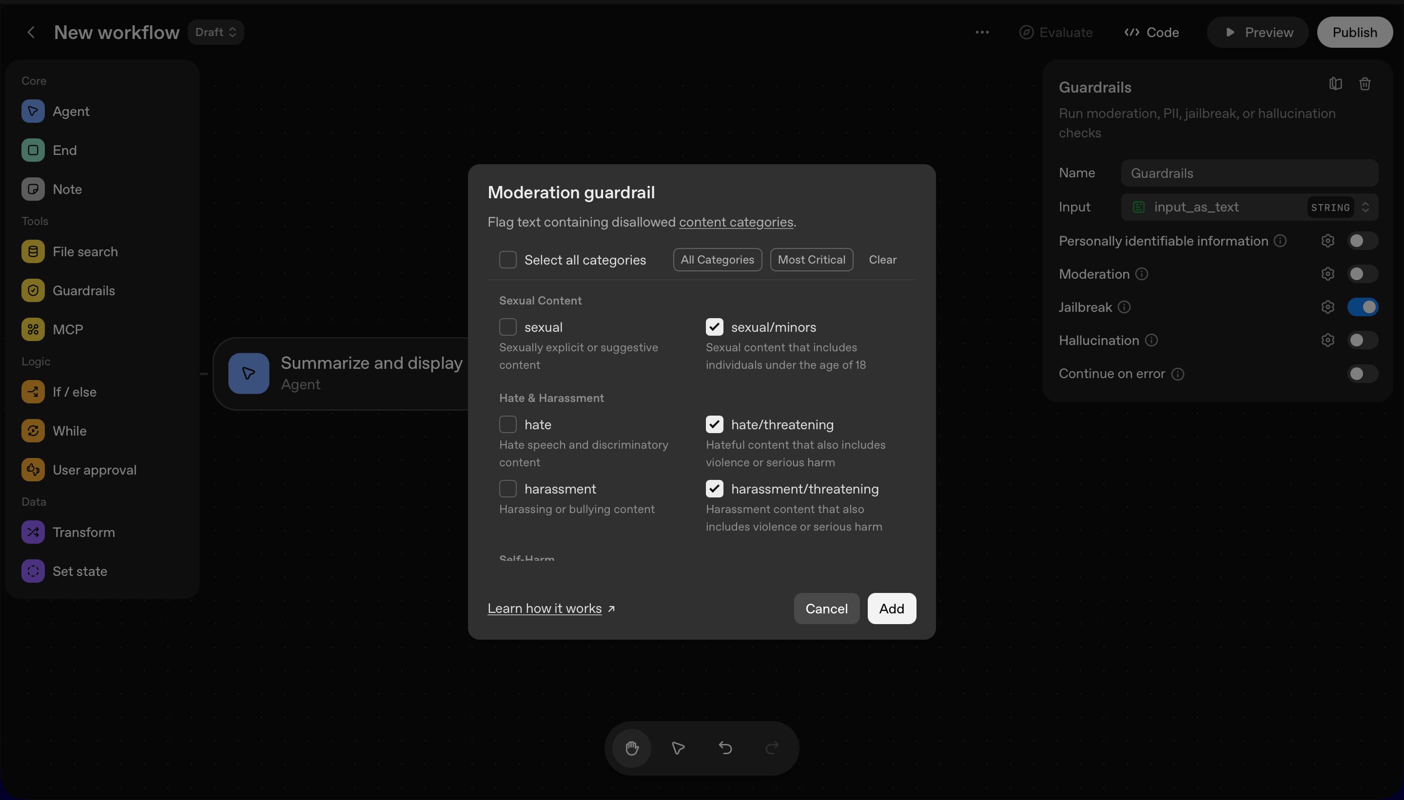 settings (OpenAI Agent Builder)