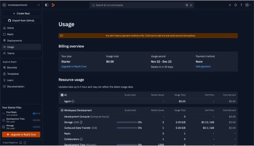 billing (Usage Dashboard)