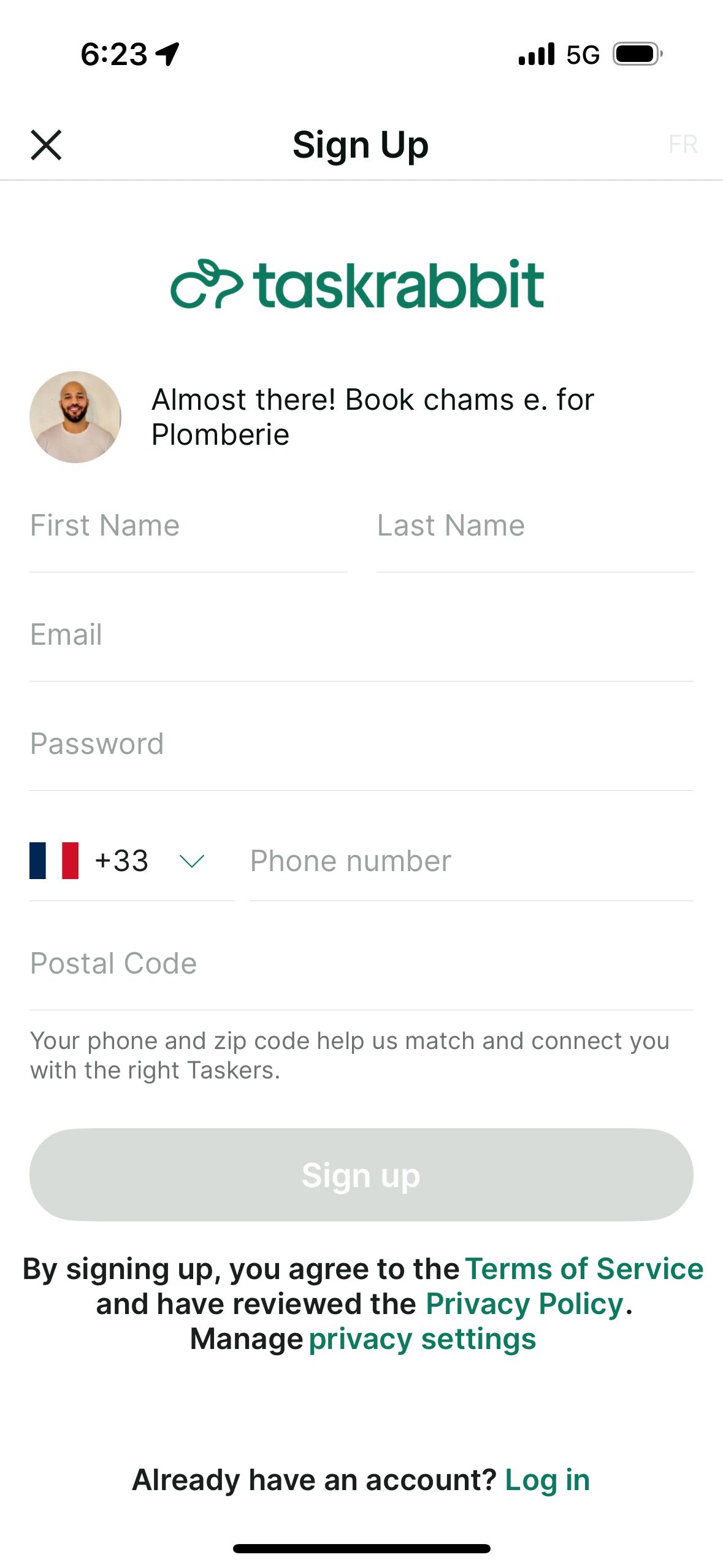 sign-up (TaskRabbit)