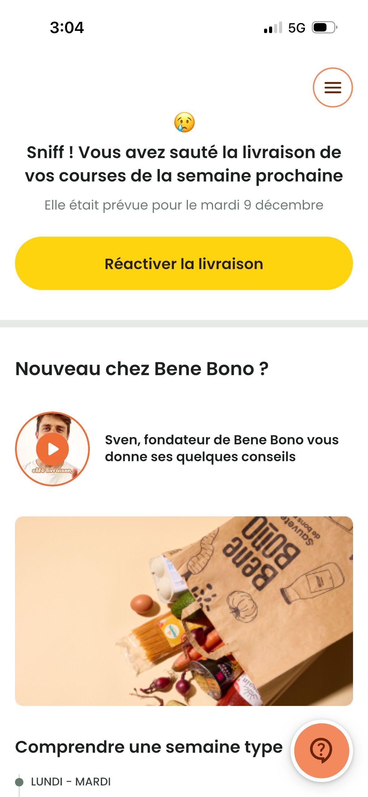 Home screen (Bene bono)