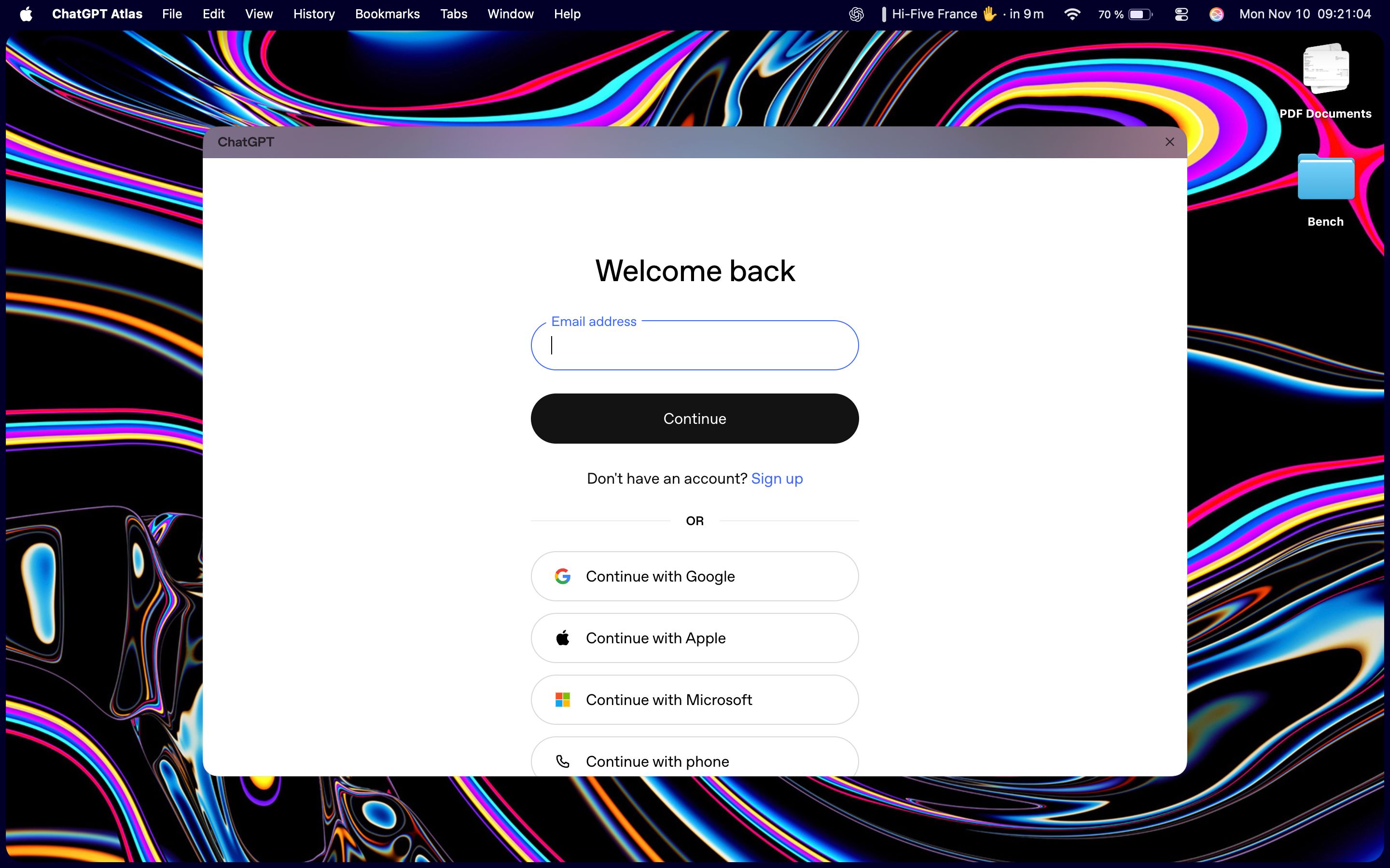 login (ChatGPT Atlas)
