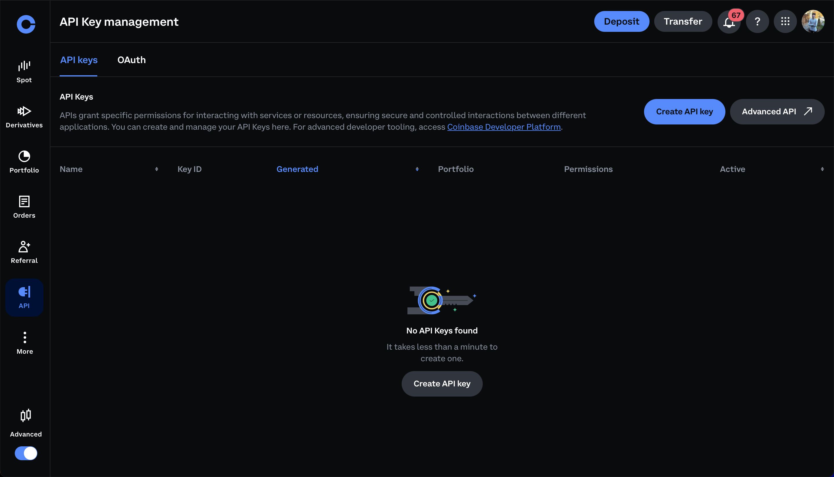 data table (Coinbase)