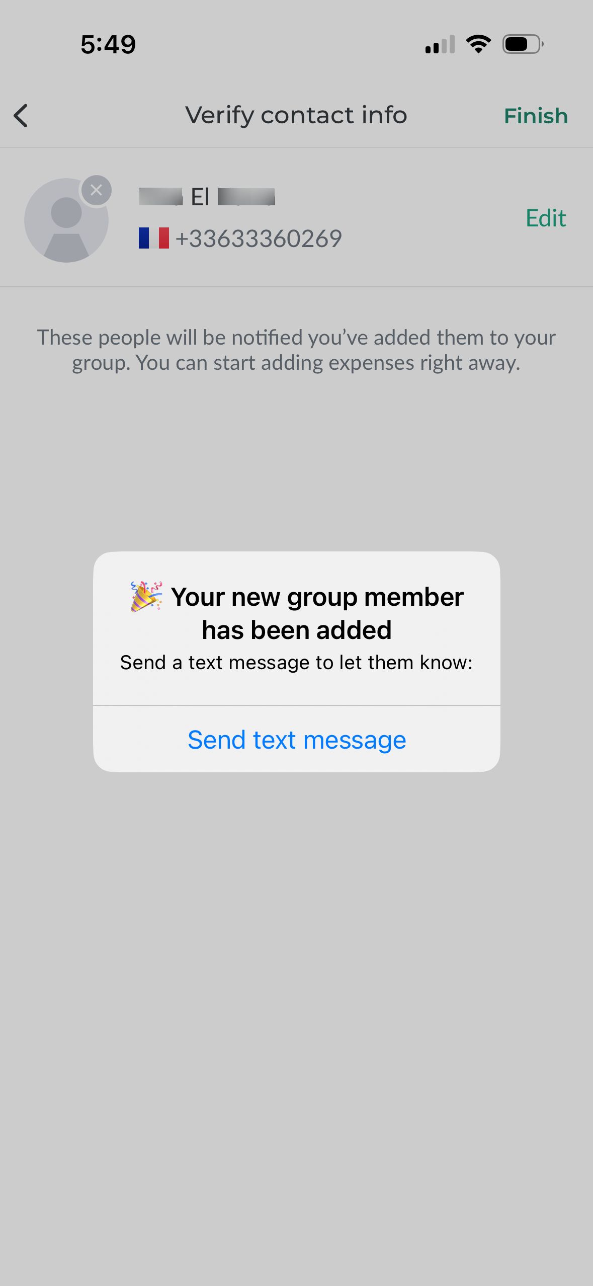 Confirmation/Alert (Splitwise)