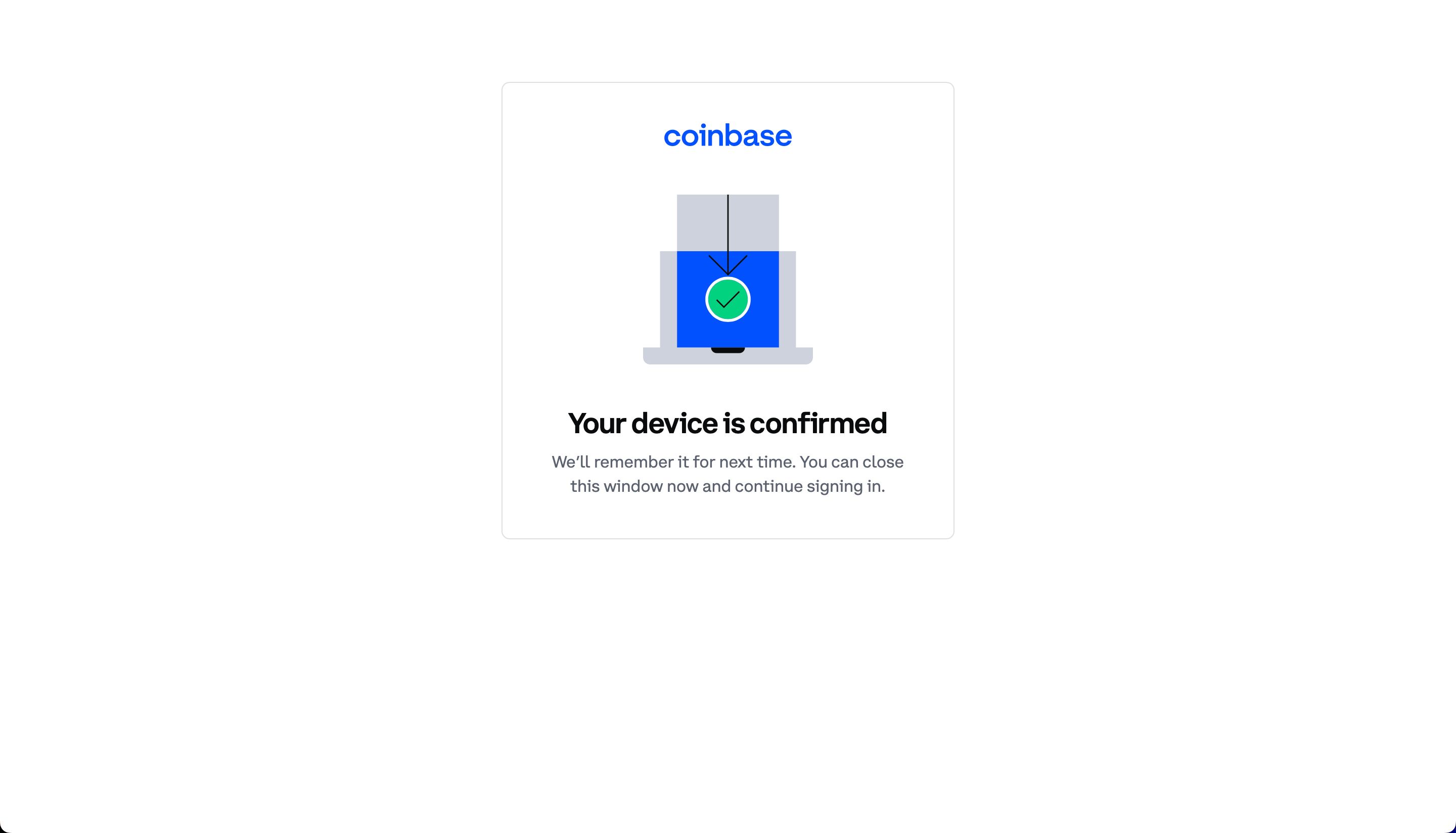 confirmation (Coinbase)