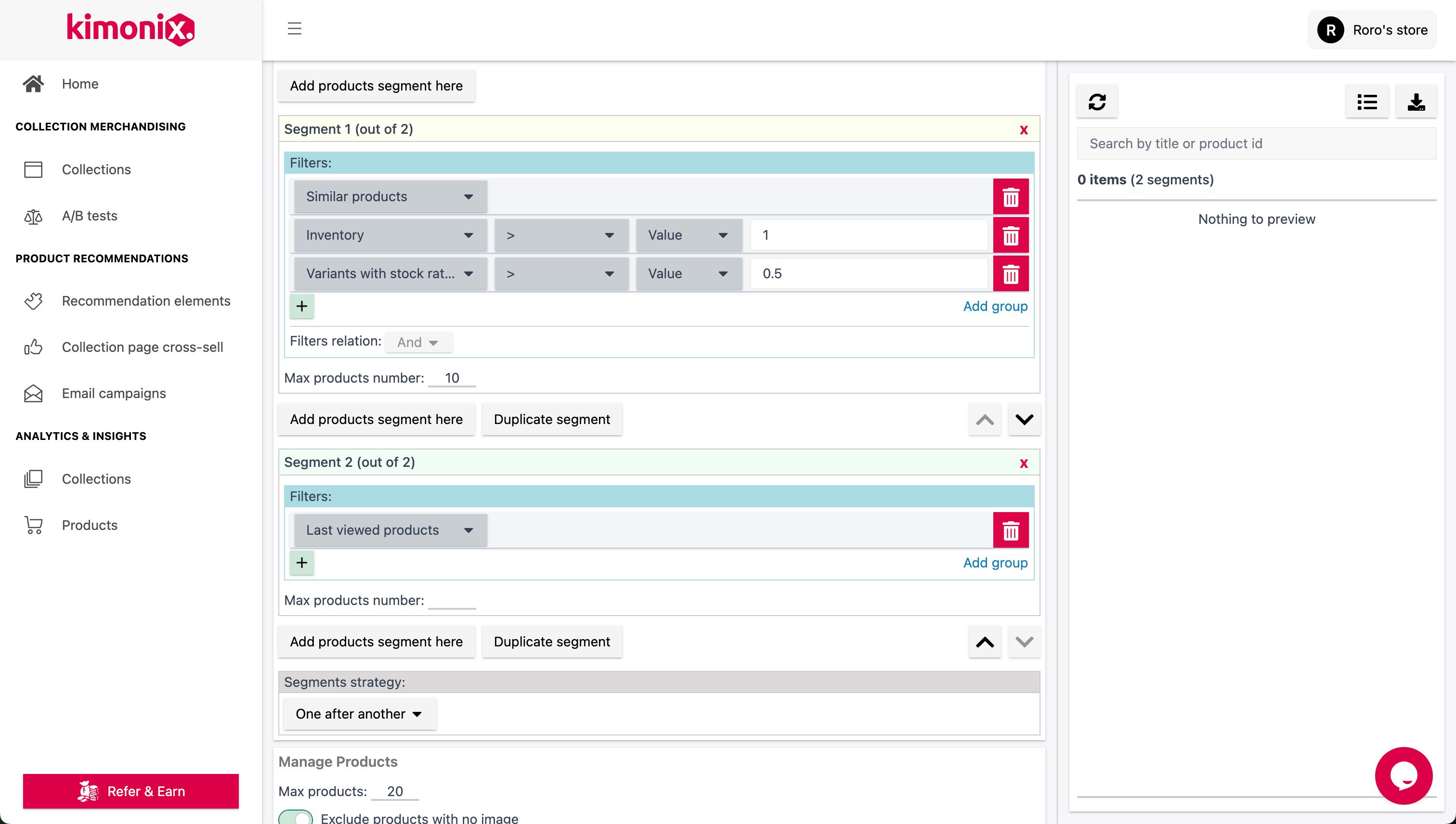 settings / configuration (Kimonix)