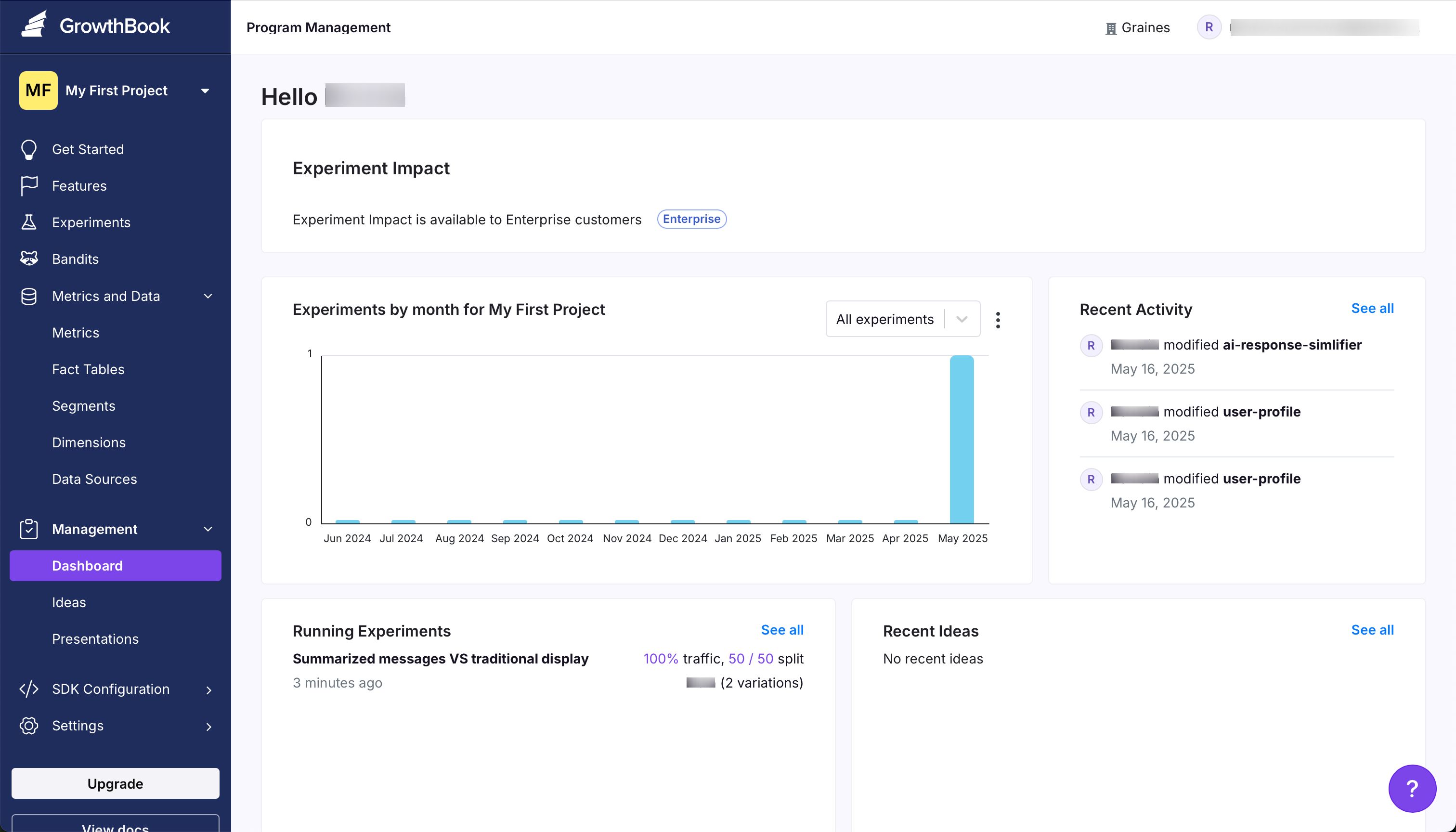 dashboard (Growthbook)