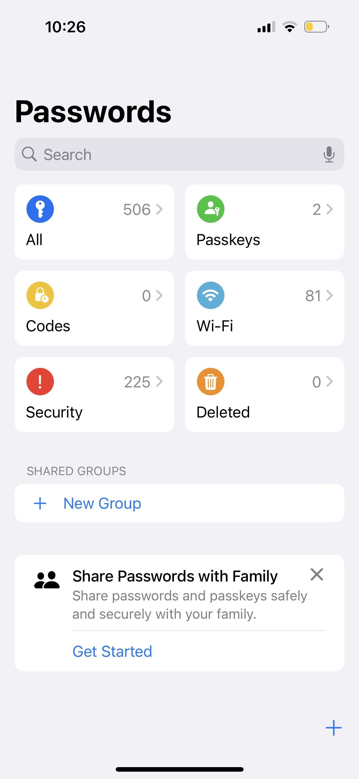 settings (Passwords)