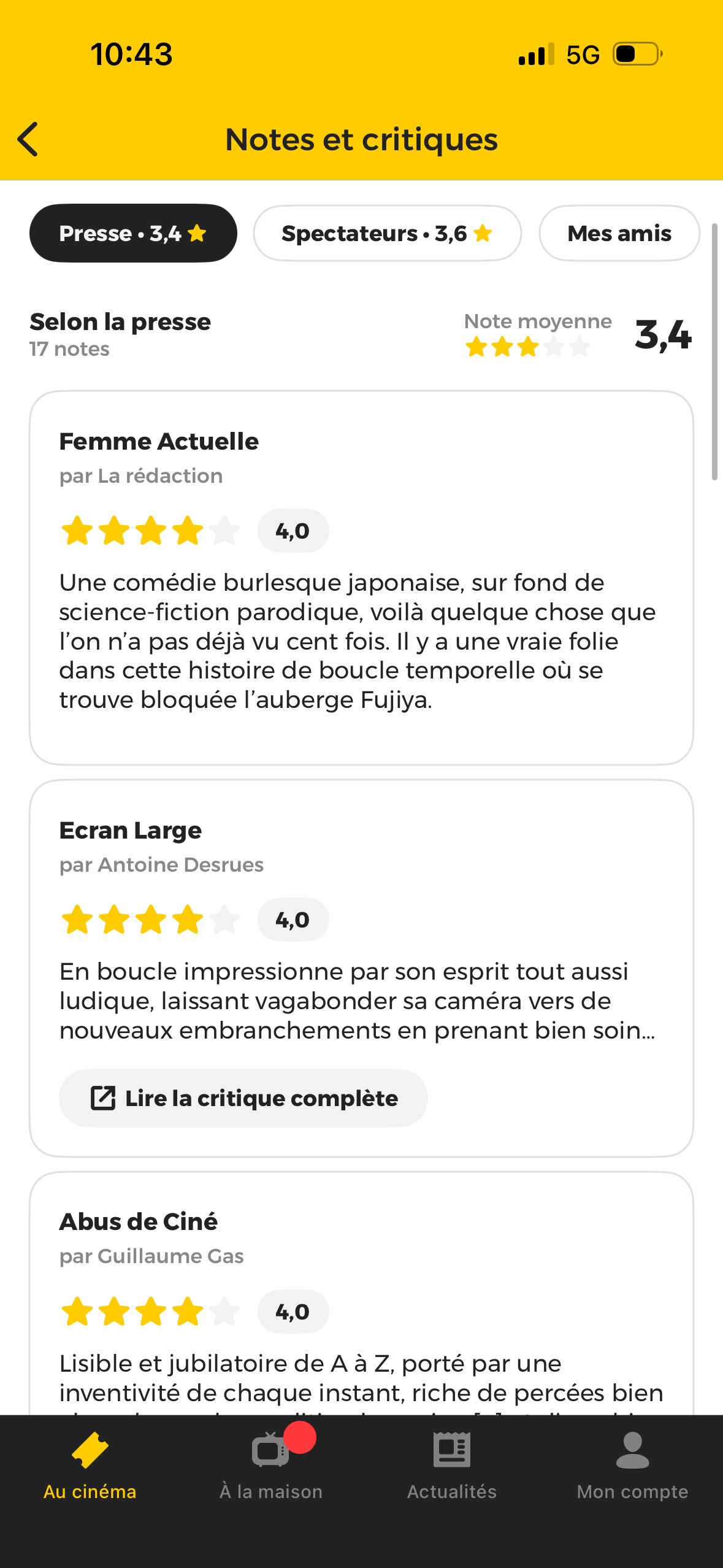 Review list (AlloCiné)