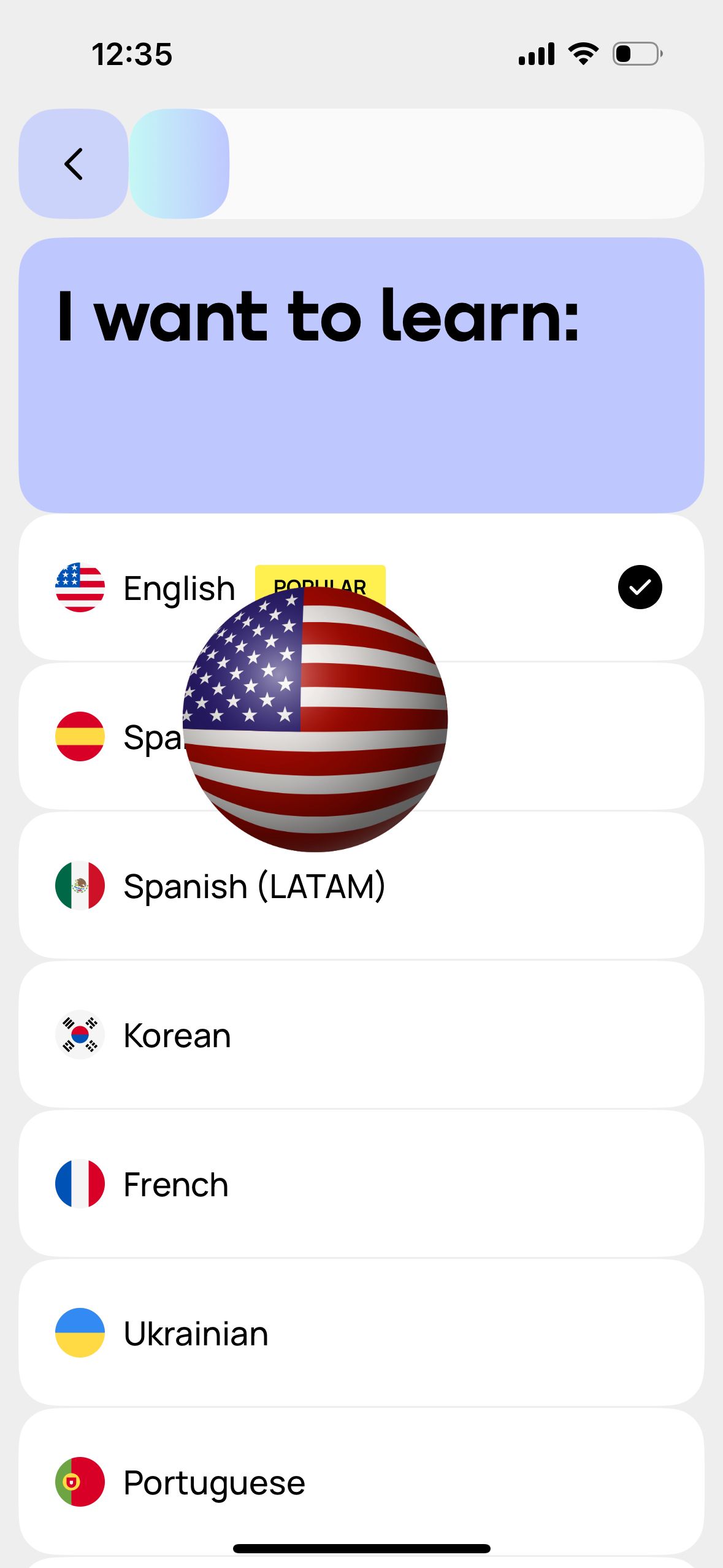 language selection