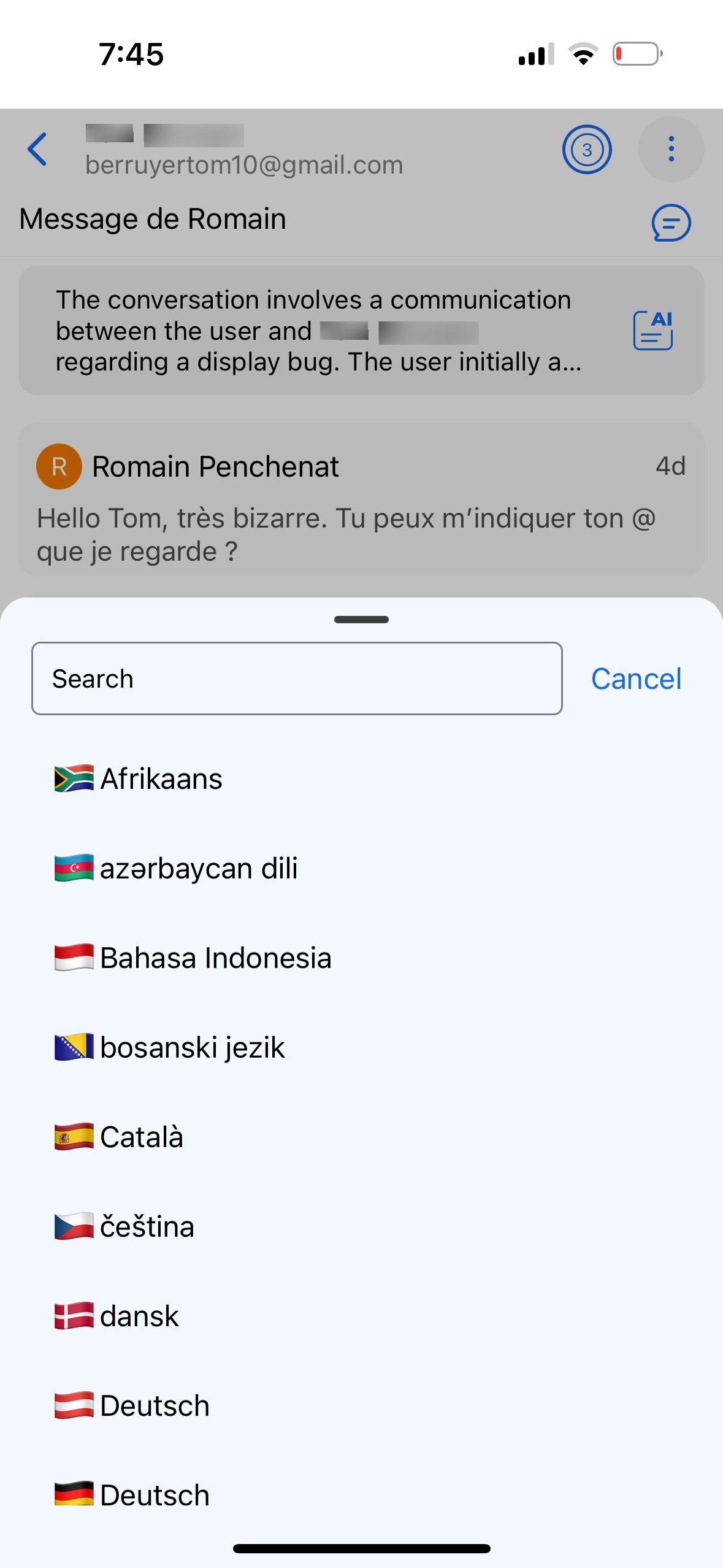 Dropdown / List (BlueMail)