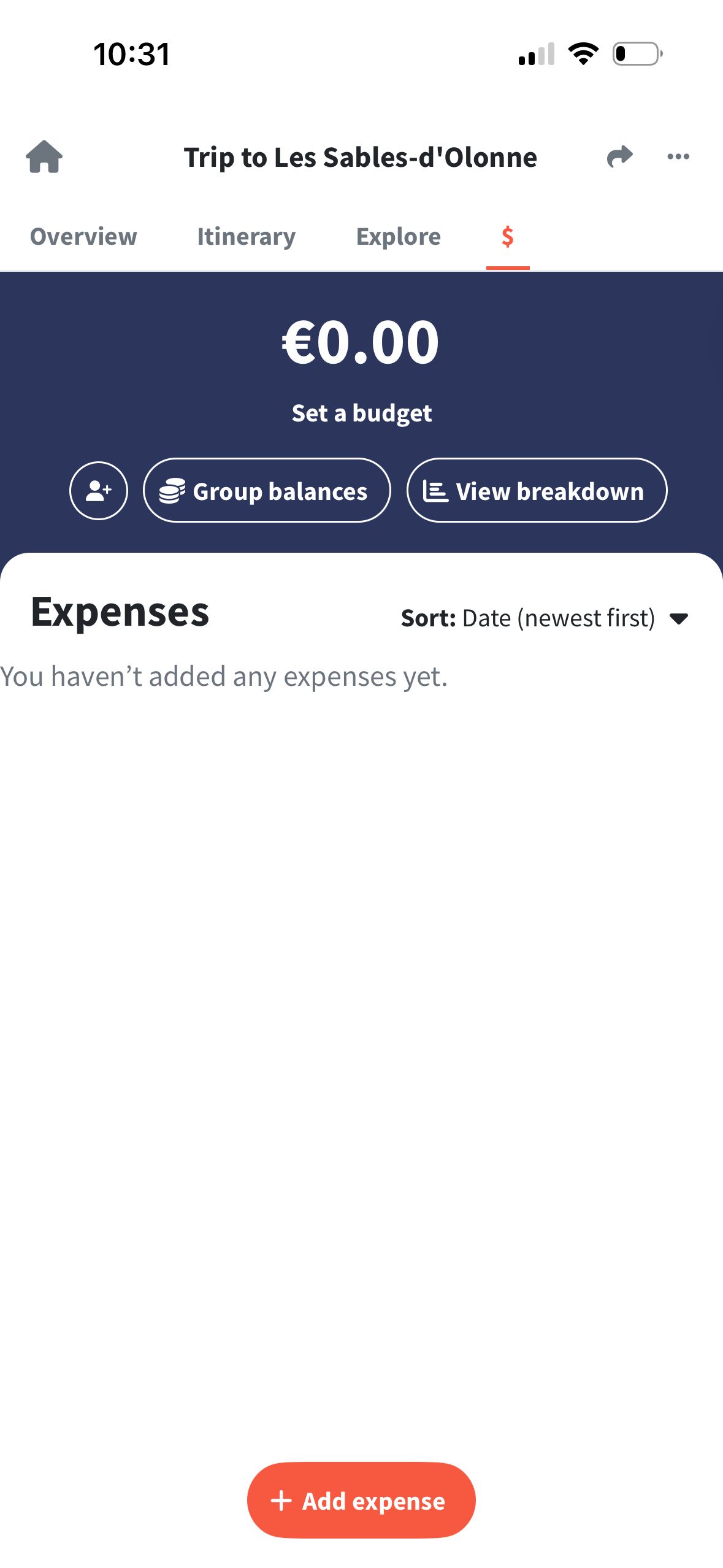 Expense Tracker (Wanderlog)