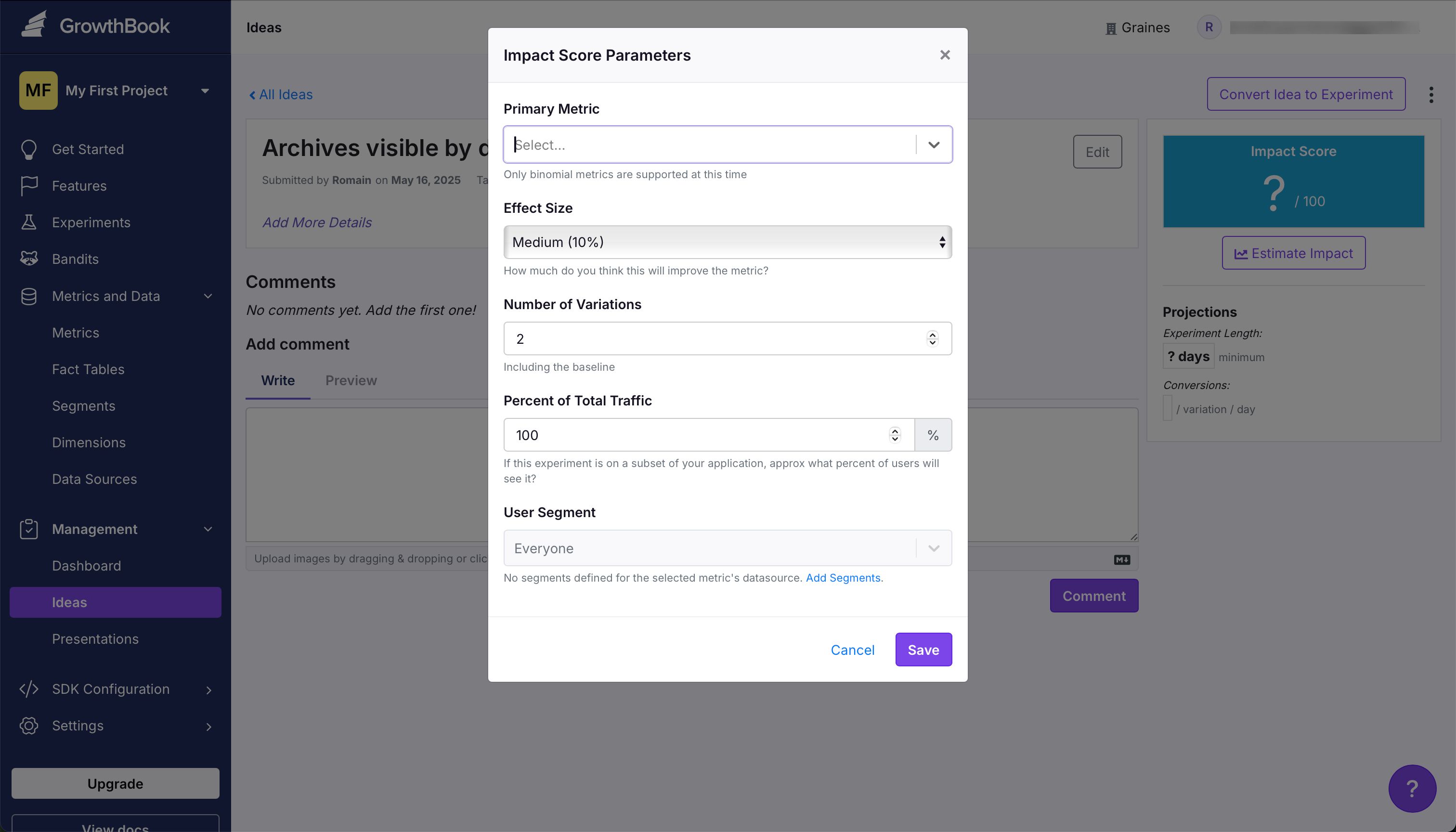 Modal (Growthbook)