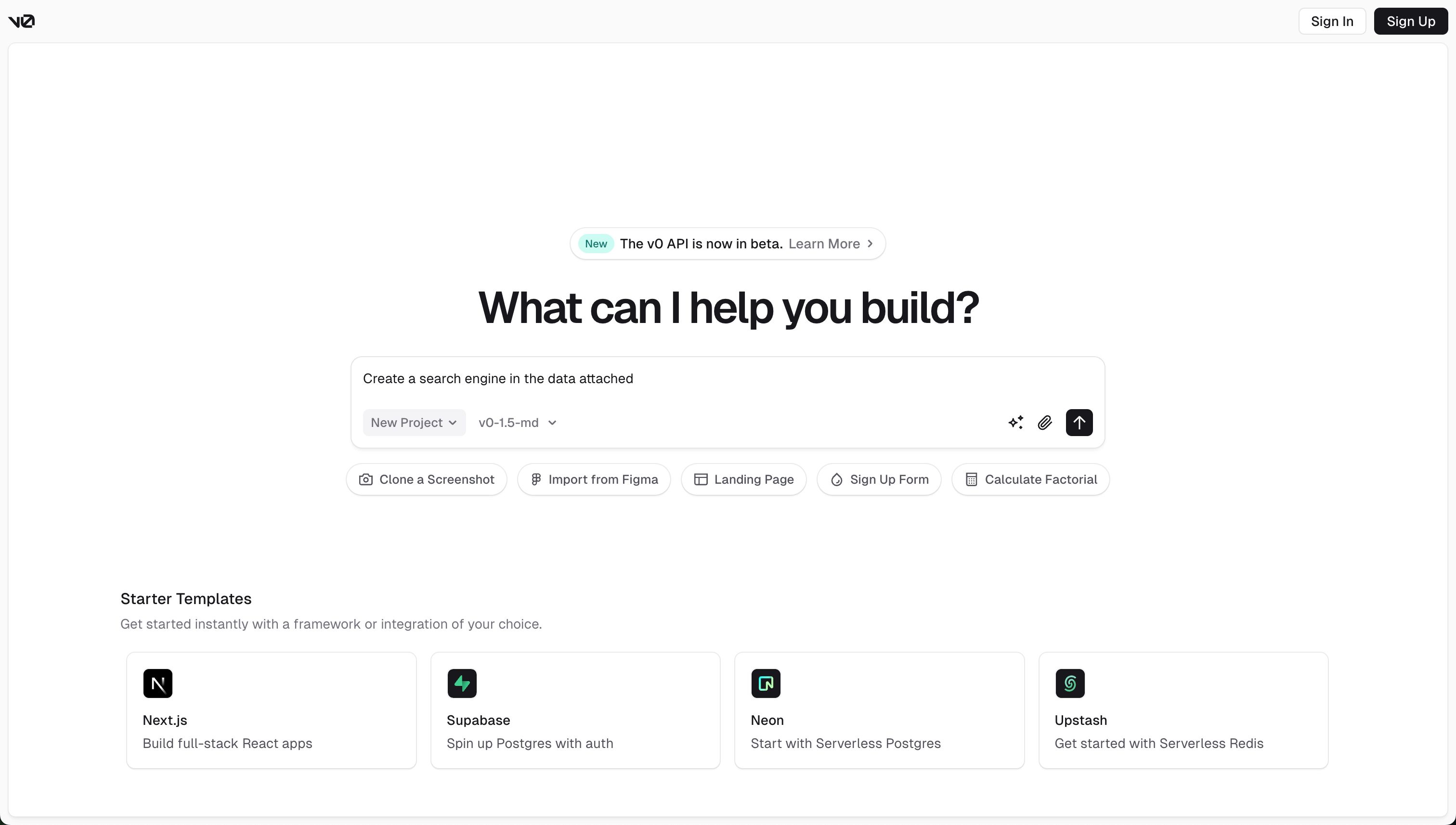 Landing Page (v0)