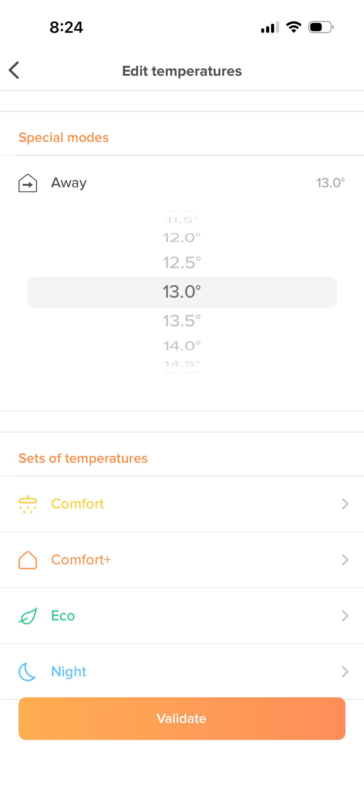 Settings (Intuis Connect Netatmo)