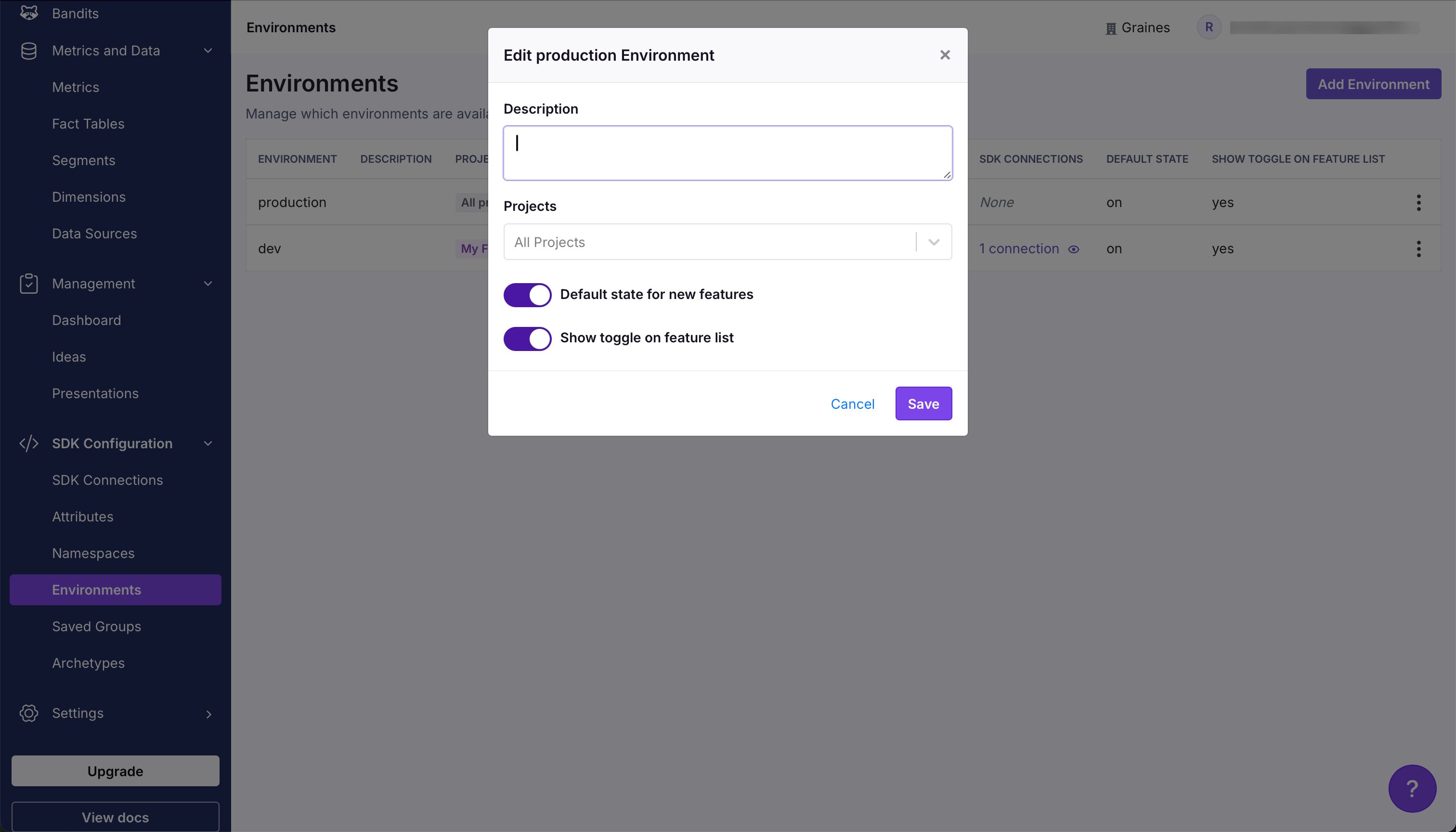 modal (Growthbook)