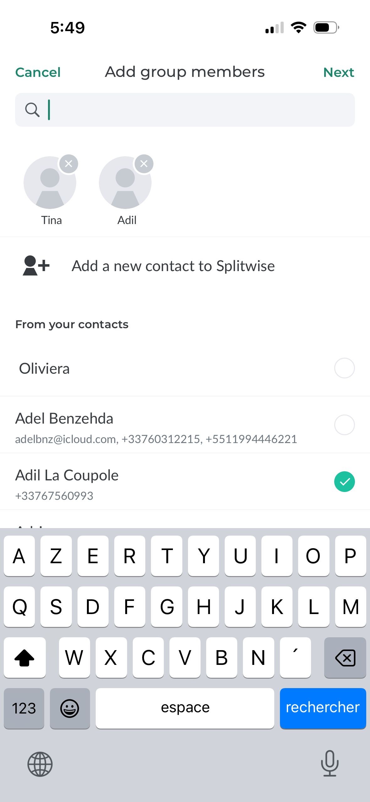 Contact List (Splitwise)