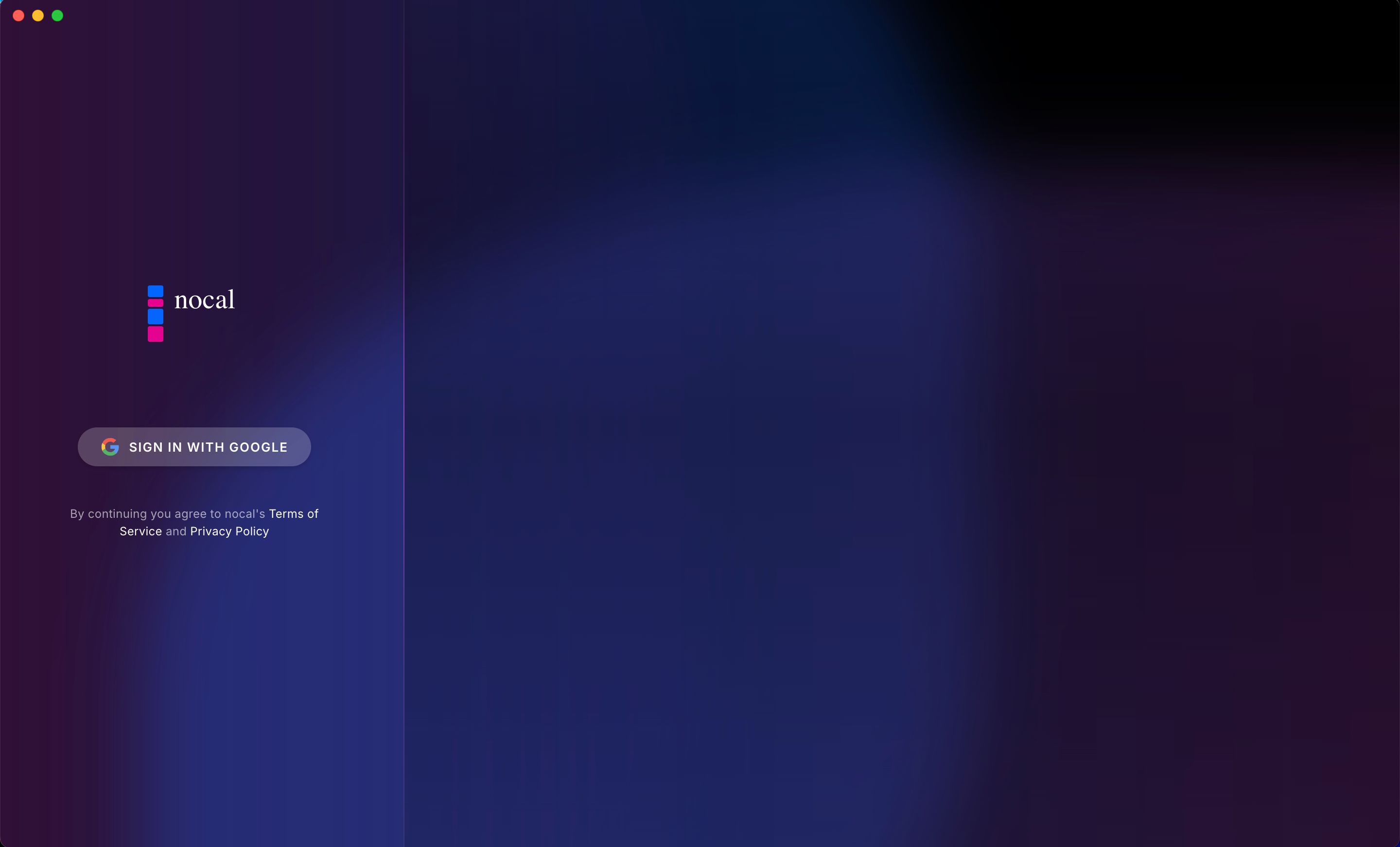 login screen (Nocal)