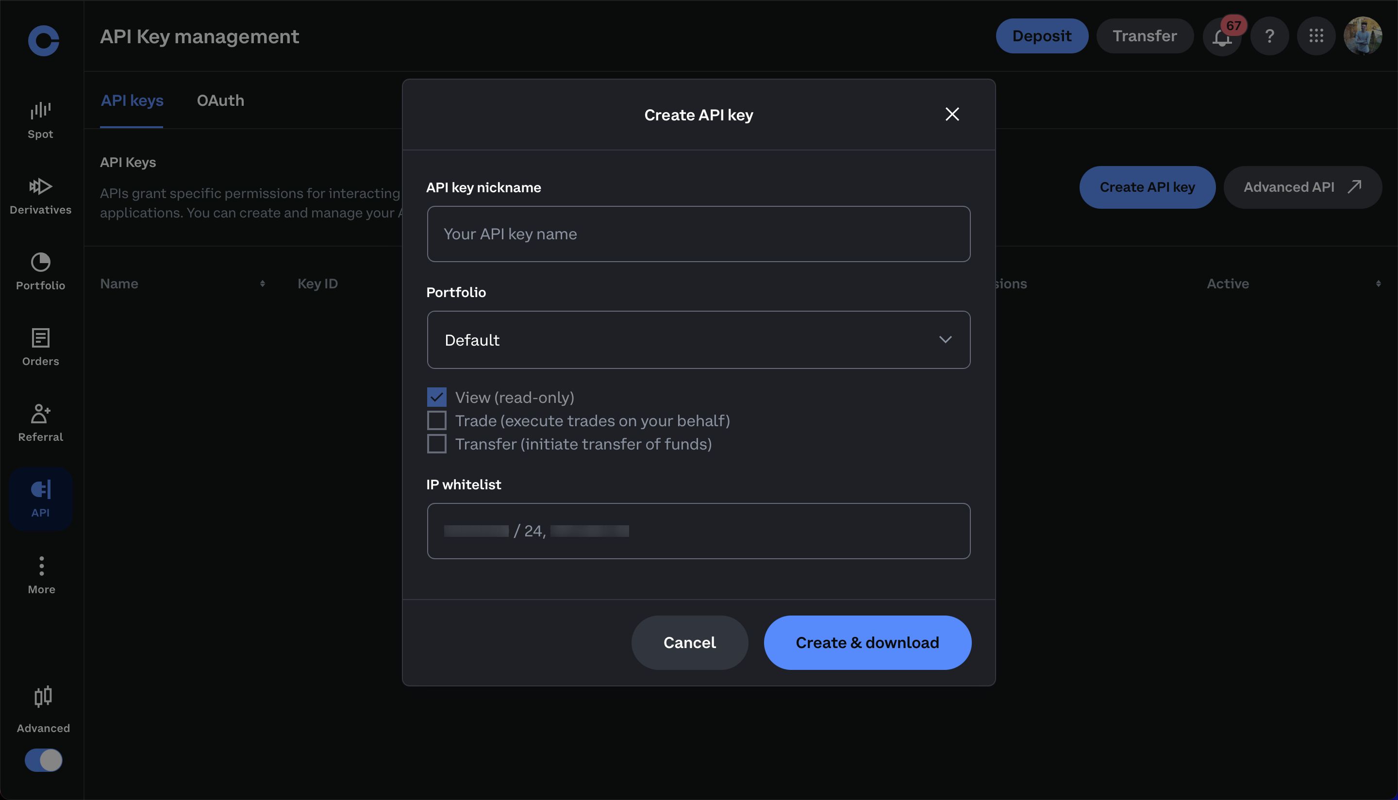 modal (Coinbase)