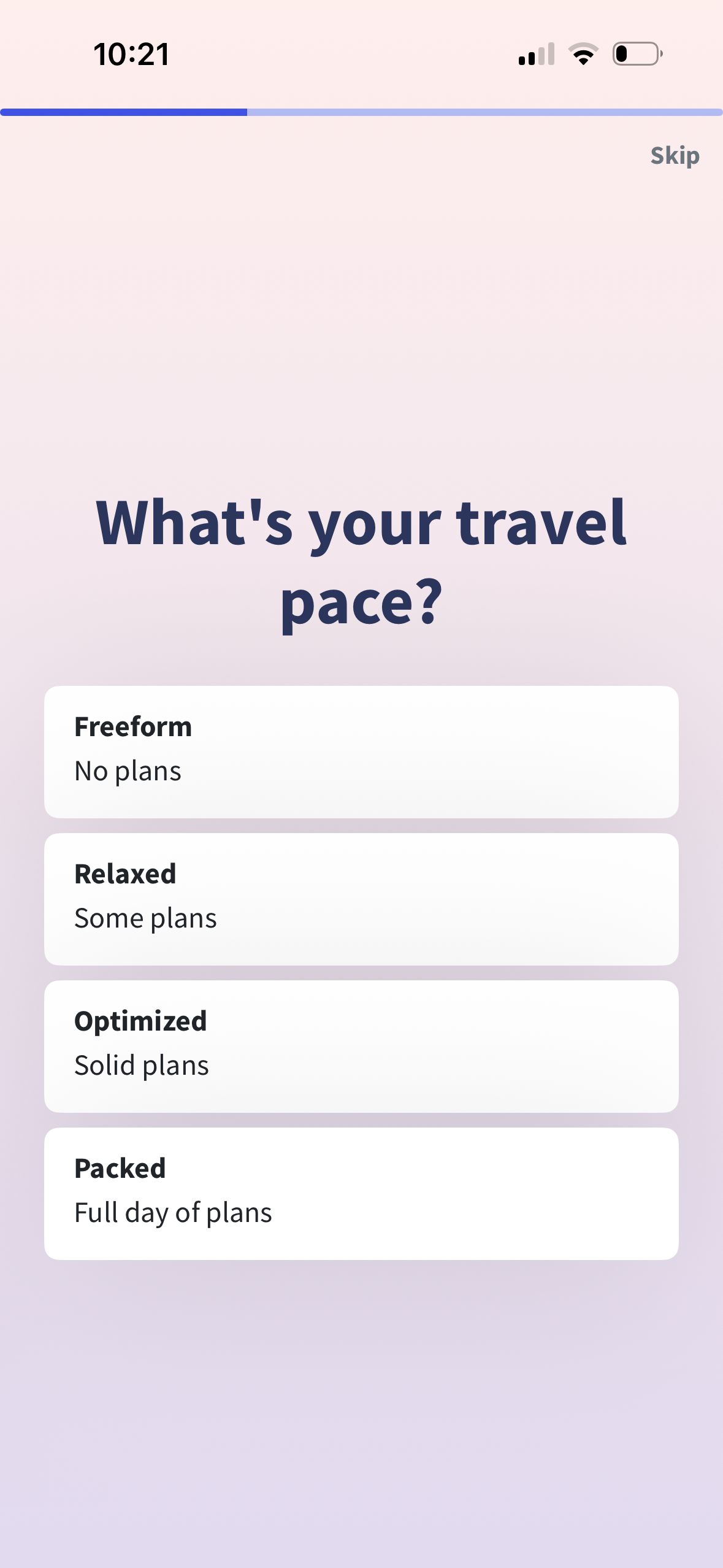 Onboarding (Wanderlog)